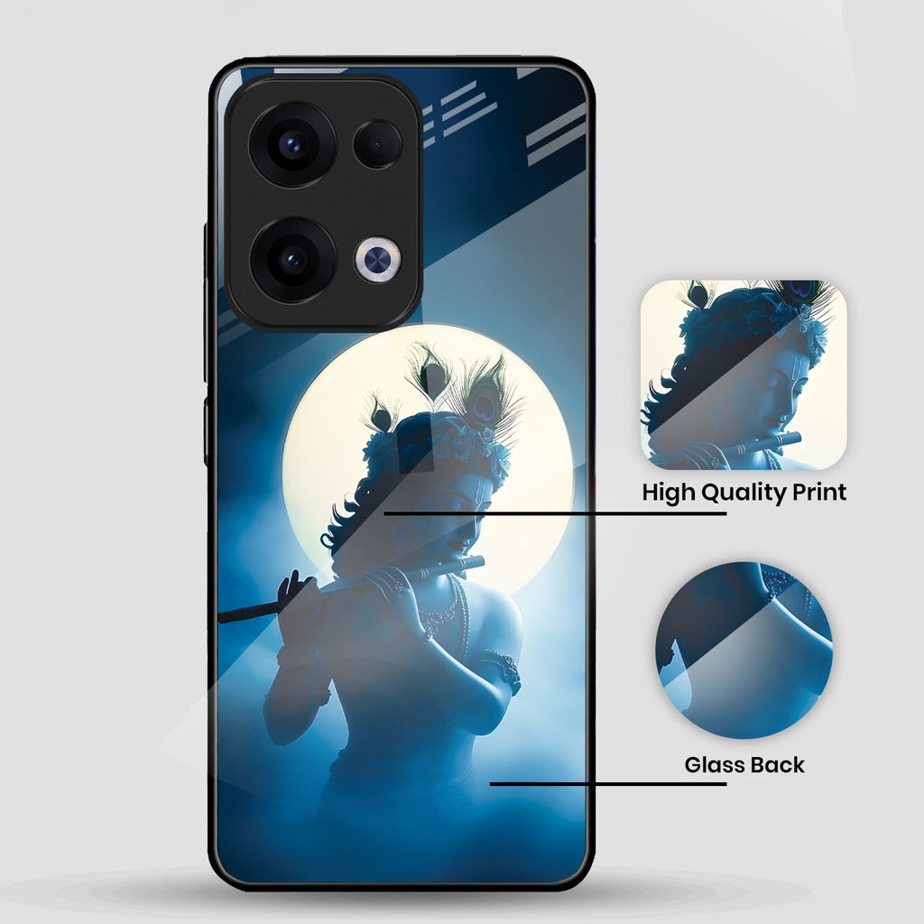 Oppo Reno 13 5G Premium Acrylic Shockproof Glass Back Case (Midnight Krishna)