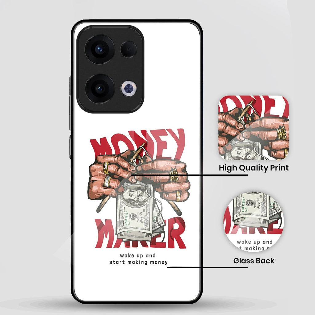 Oppo Reno 13 5G Premium Acrylic Shockproof Glass Back Case (Money Maker)