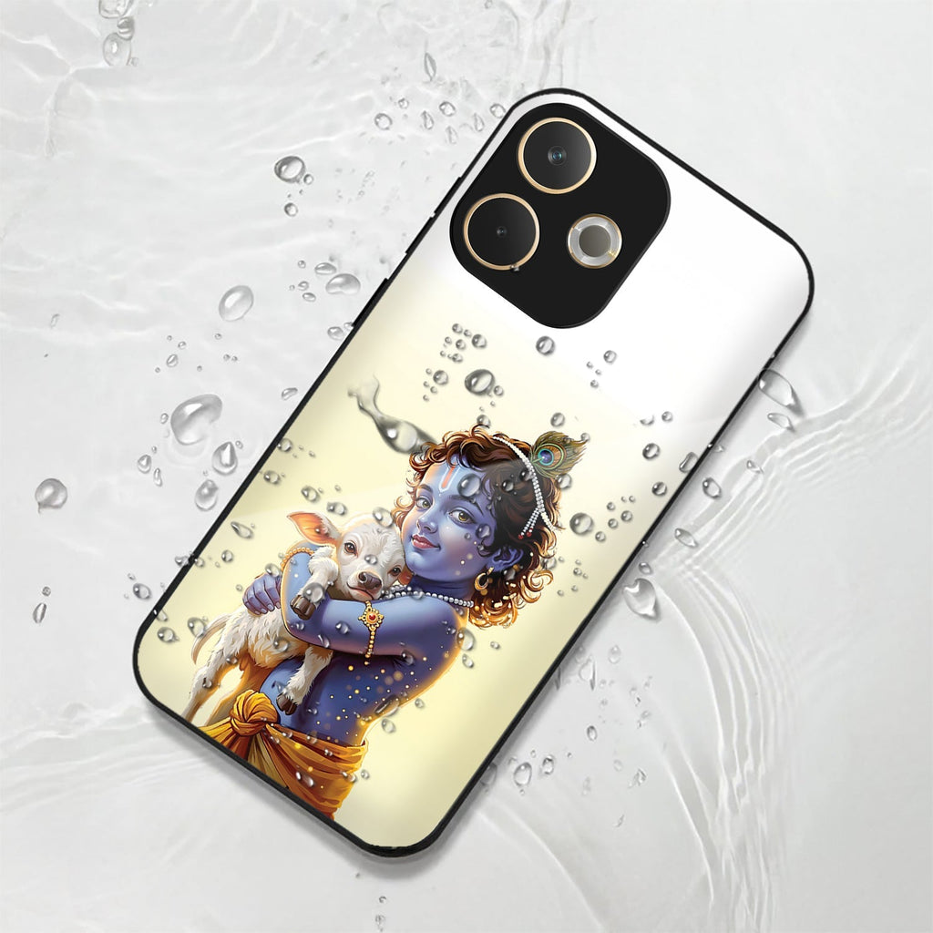 Oppo A5 Pro 5G Premium Acrylic Shockproof Glass Back Case ( Cute Krishna )