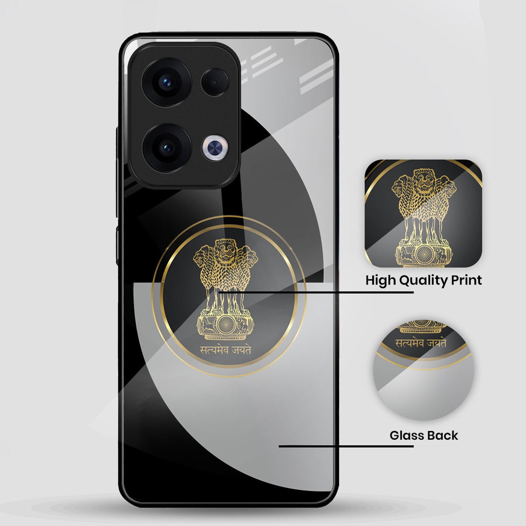 Oppo Reno 13 5G Premium Acrylic Shockproof Glass Back Case (Satyamev Noir)