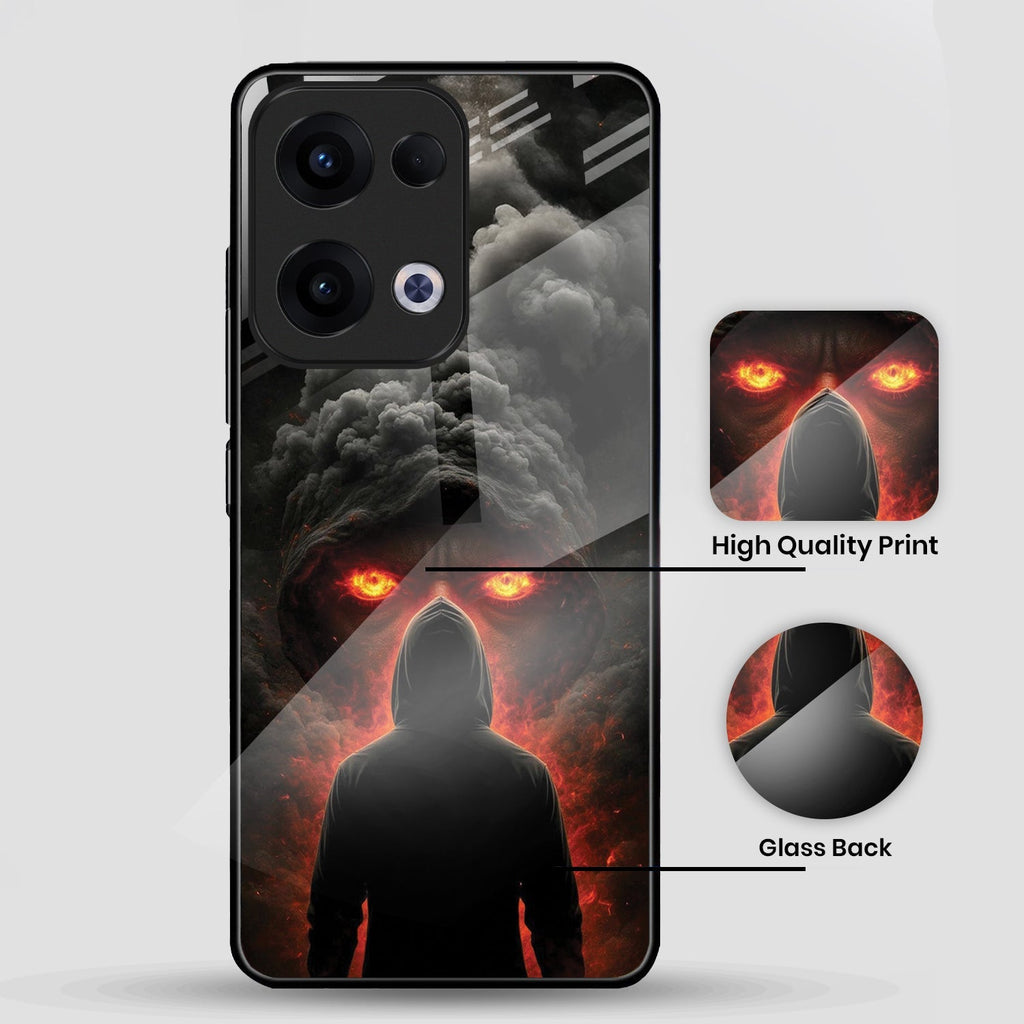 Oppo Reno 13 5G Premium Acrylic Shockproof Glass Back Case (Dark Flame)