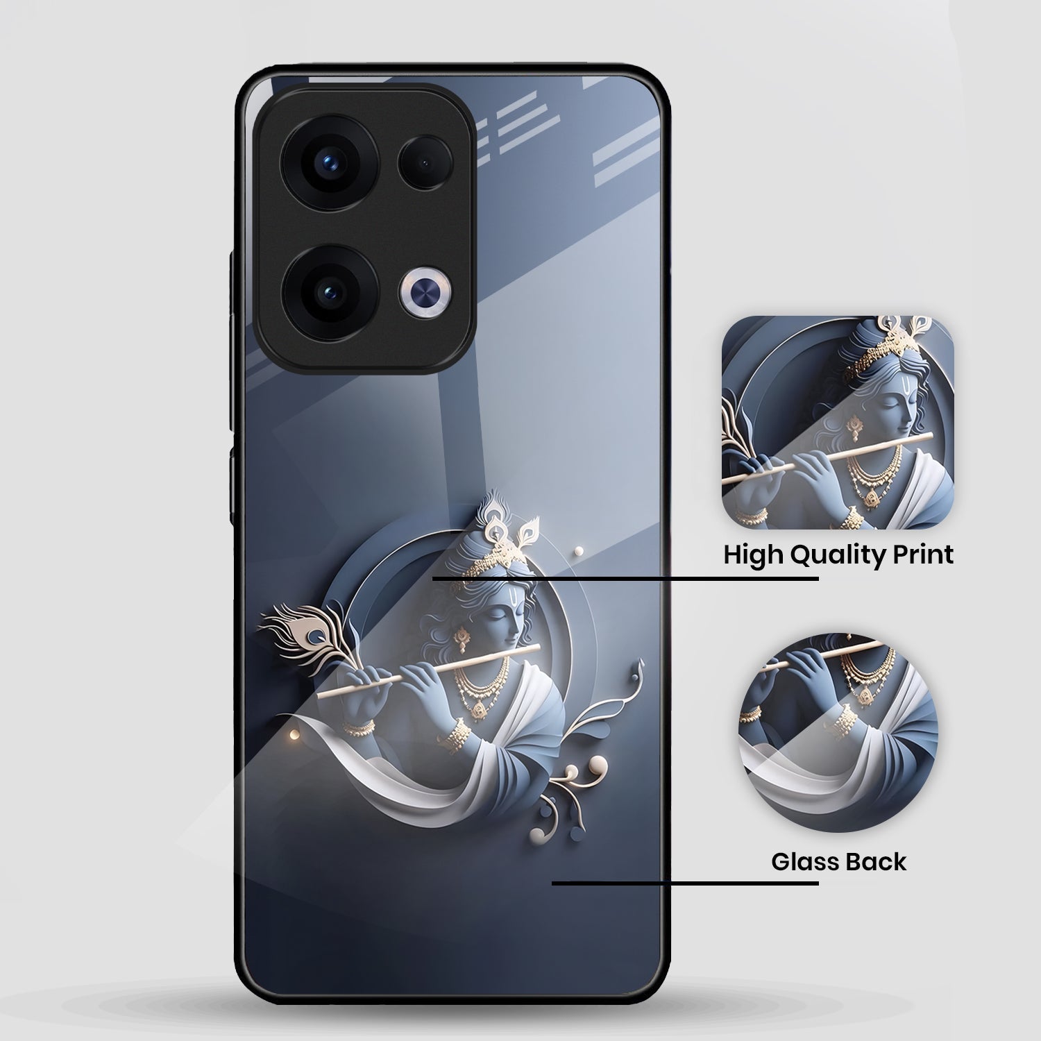 Oppo Reno 13 5G Premium Acrylic Shockproof Glass Back Case (Krishna)