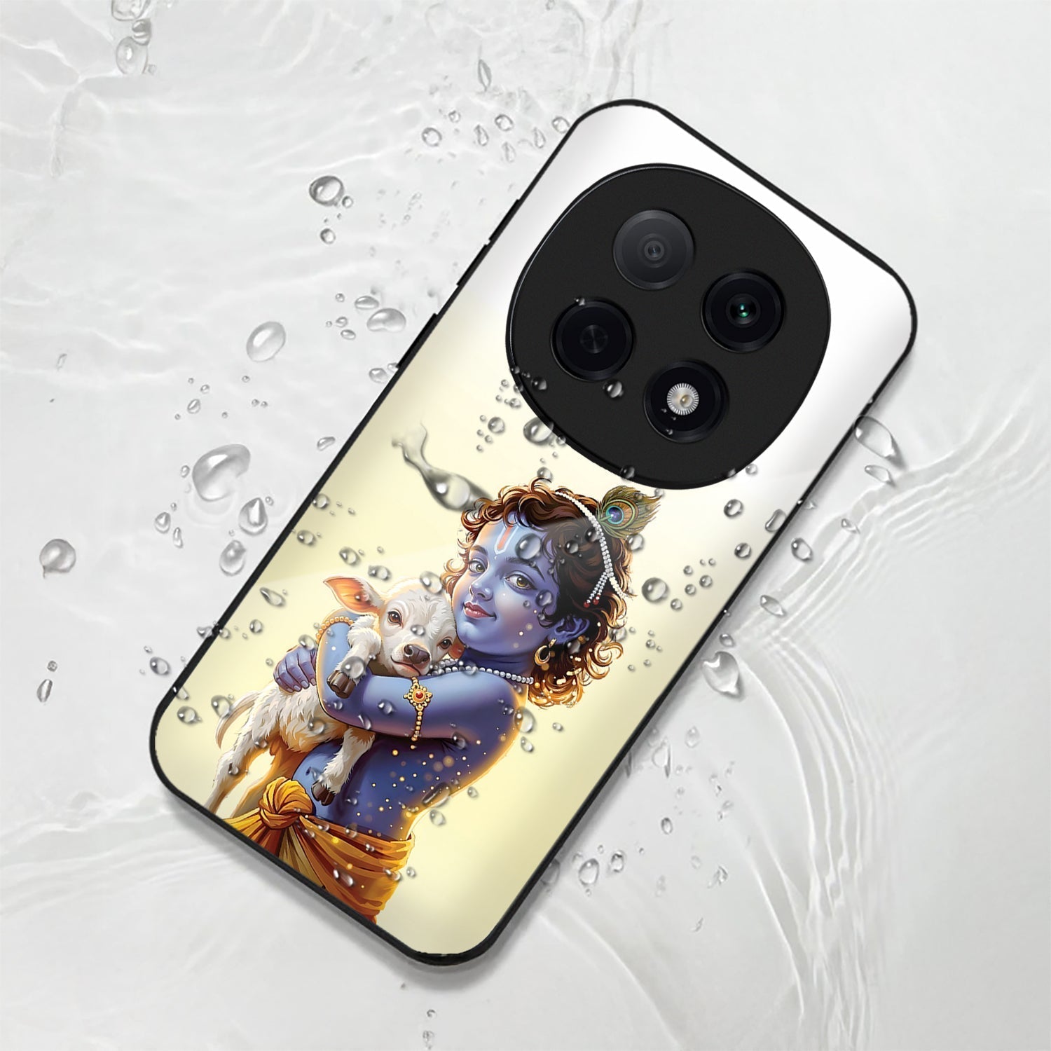 OPPO F29 Pro 5G Premium Acrylic Shockproof Glass Back Case (Cute Krishna)