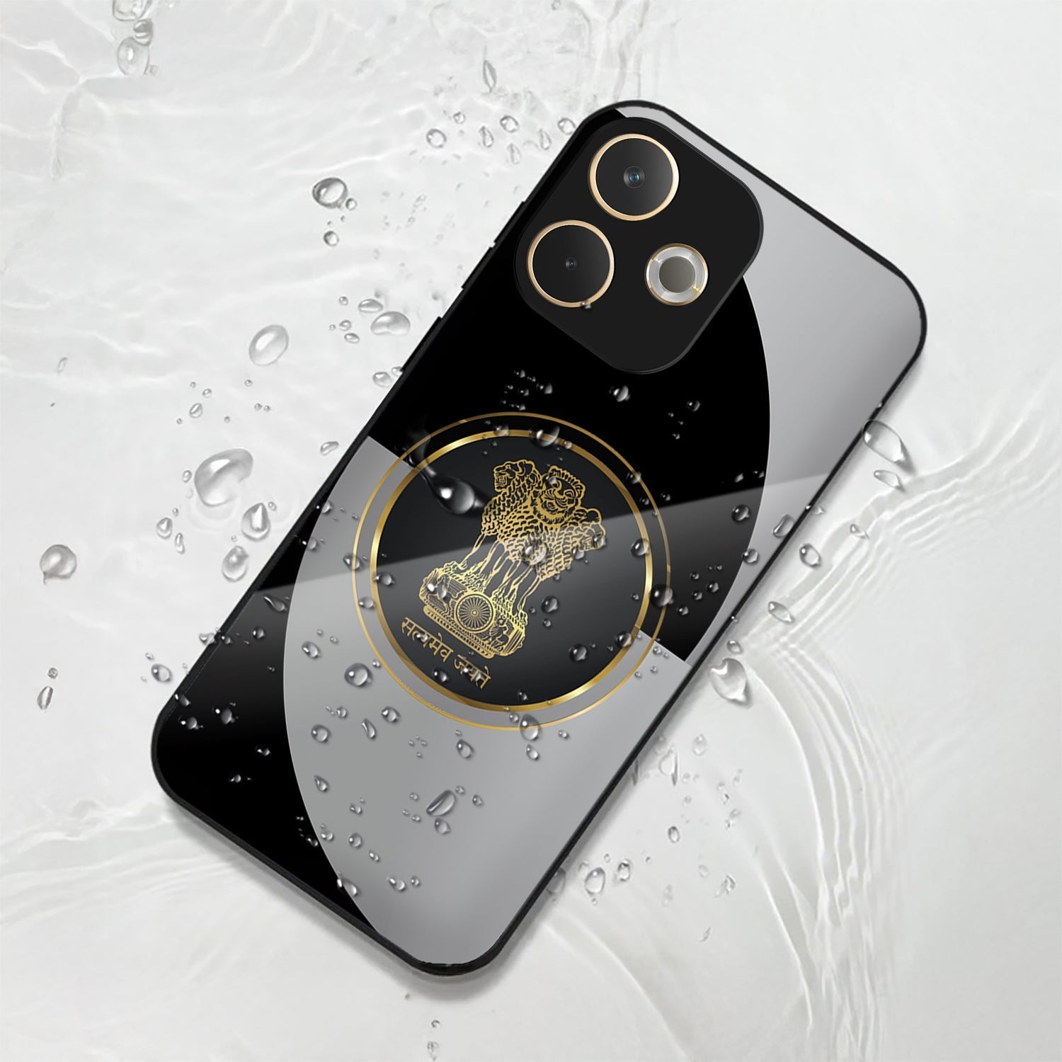 Oppo A5 Pro 5G Premium Acrylic Shockproof Glass Back Case (Satyamev Noir)