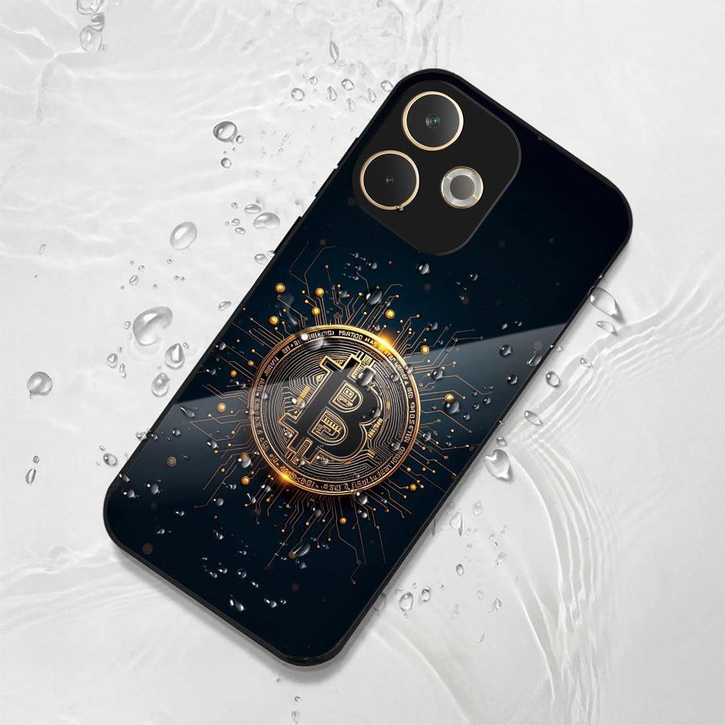 Oppo A5 Pro 5G Premium Acrylic Shockproof Glass Back Case (Bitcoin Armor)