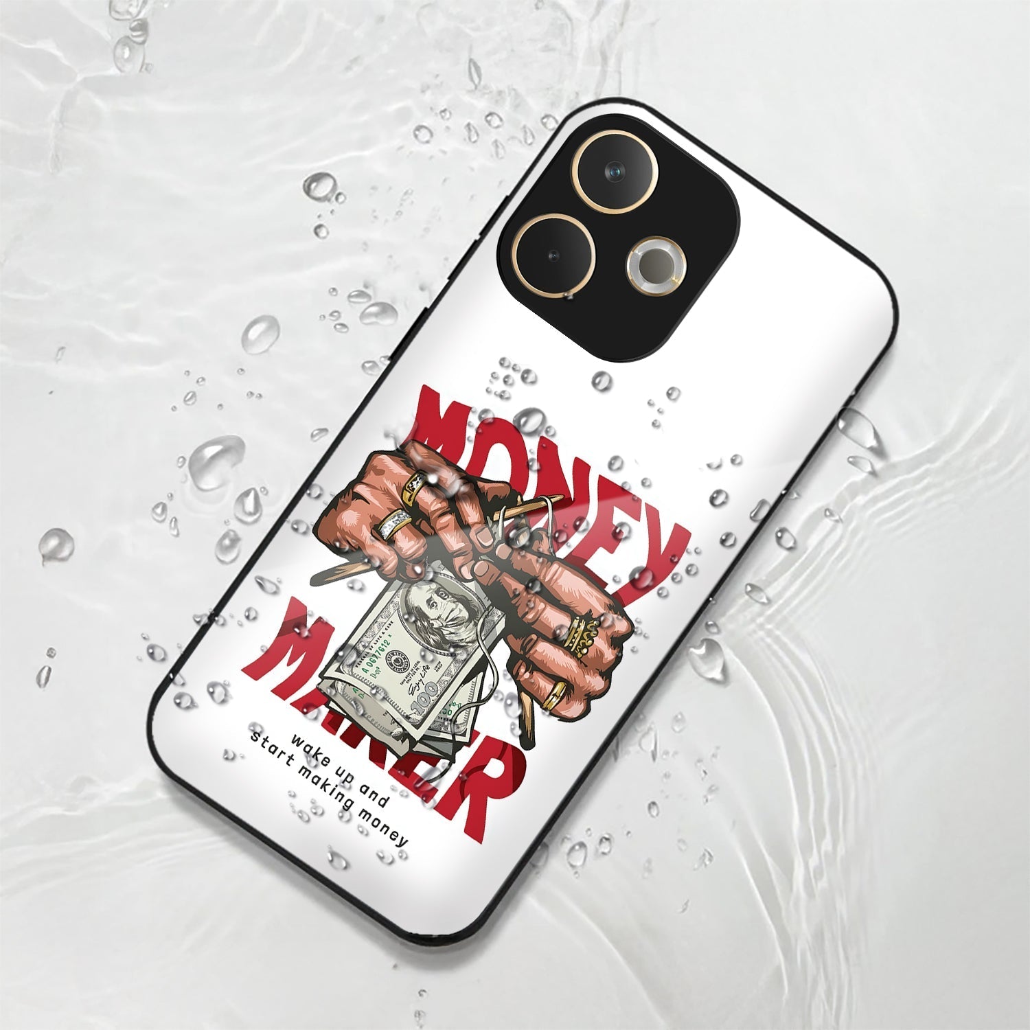 Oppo A5 Pro 5G Premium Acrylic Shockproof Glass Back Case ( Money Maker )