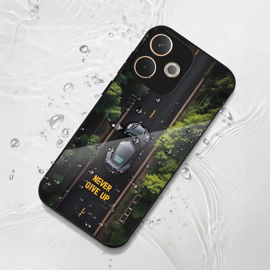 Oppo A5 Pro 5G Premium Acrylic Shockproof Glass Back Case (Road Never Give up)