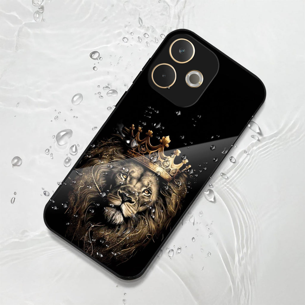 Oppo A5 Pro 5G Premium Acrylic Shockproof Glass Back Case (Crowned Lion)