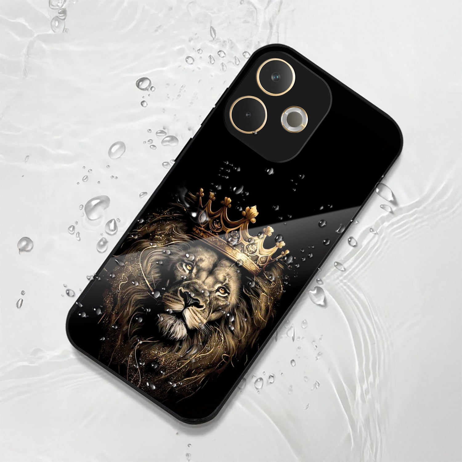 Oppo A5 Pro 5G Premium Acrylic Shockproof Glass Back Case (Crowned Lion)