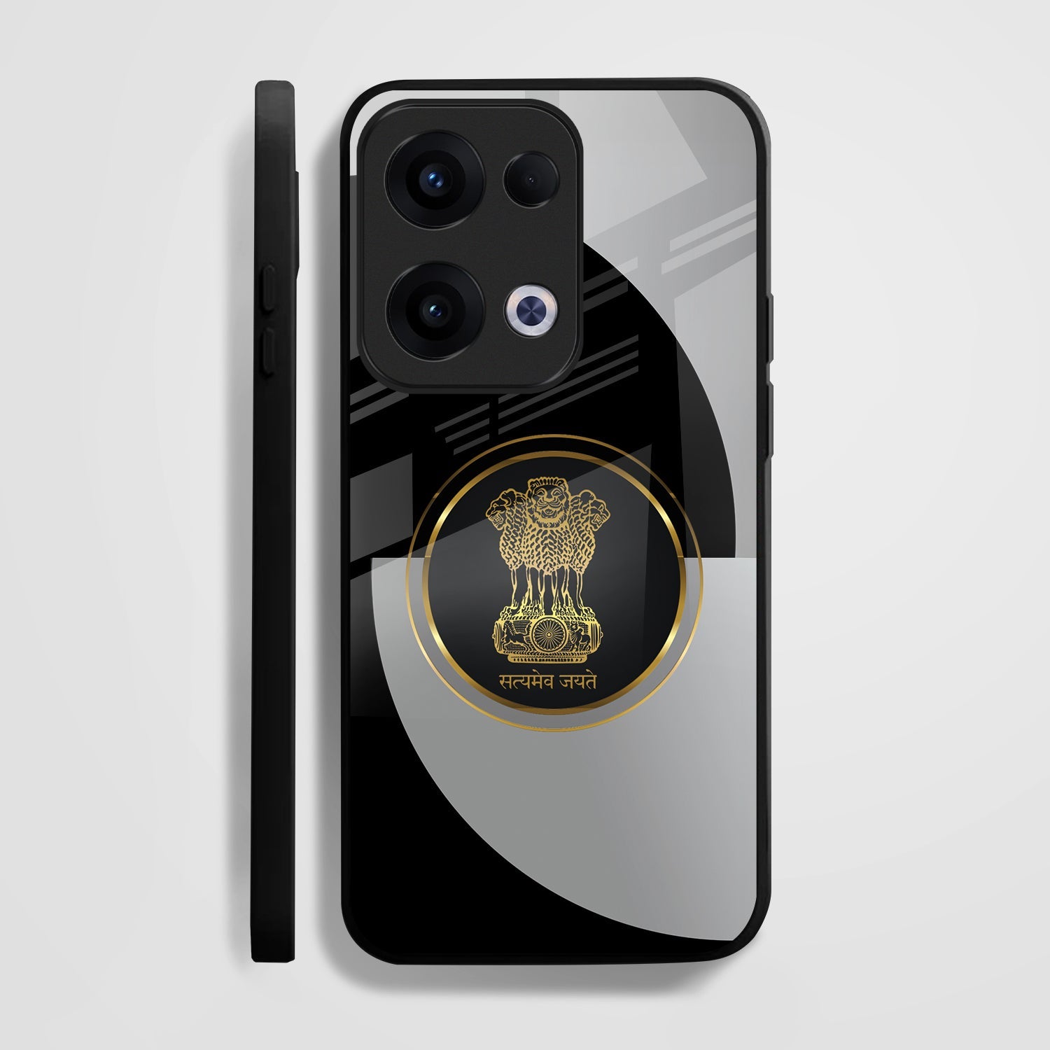 Oppo Reno 13 5G Premium Acrylic Shockproof Glass Back Case (Satyamev Noir)