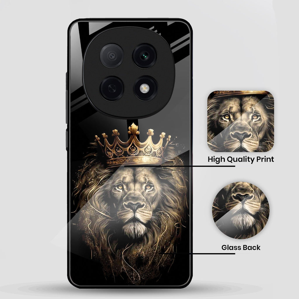 OPPO F29 Pro 5G Premium Acrylic Shockproof Glass Back Case (Crowned lion)