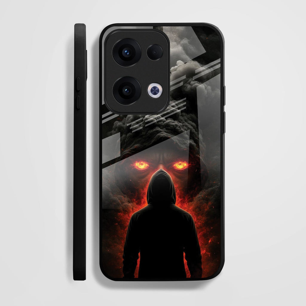 Oppo Reno 13 5G Premium Acrylic Shockproof Glass Back Case (Dark Flame)