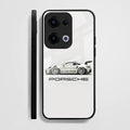 Oppo Reno 13 5G Premium Acrylic Shockproof Glass Back Case (White Porsche)