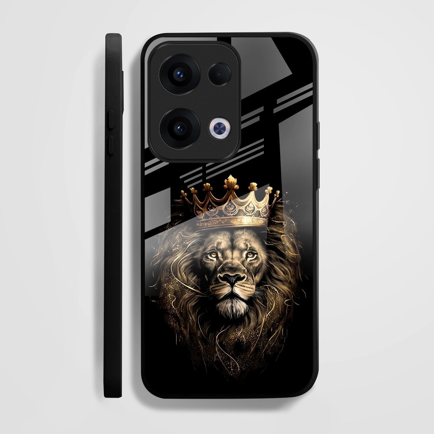 Oppo Reno 13 5G Premium Acrylic Shockproof Glass Back Case (Crowned lion)