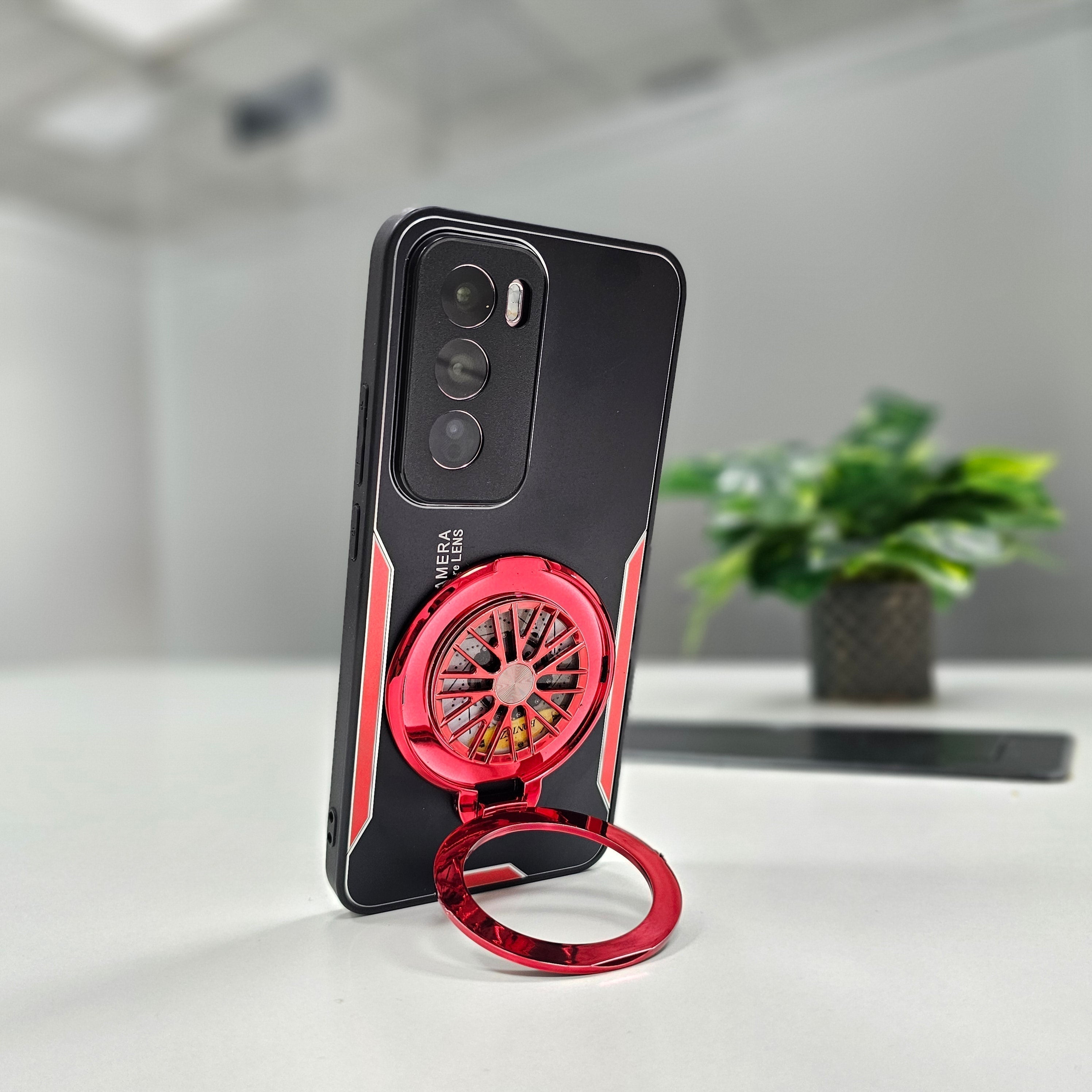 Oppo Reno 12 Pro 5G Best Selling Stress Buster Wheel Aluminium Metal Scratch Resistant Back Case