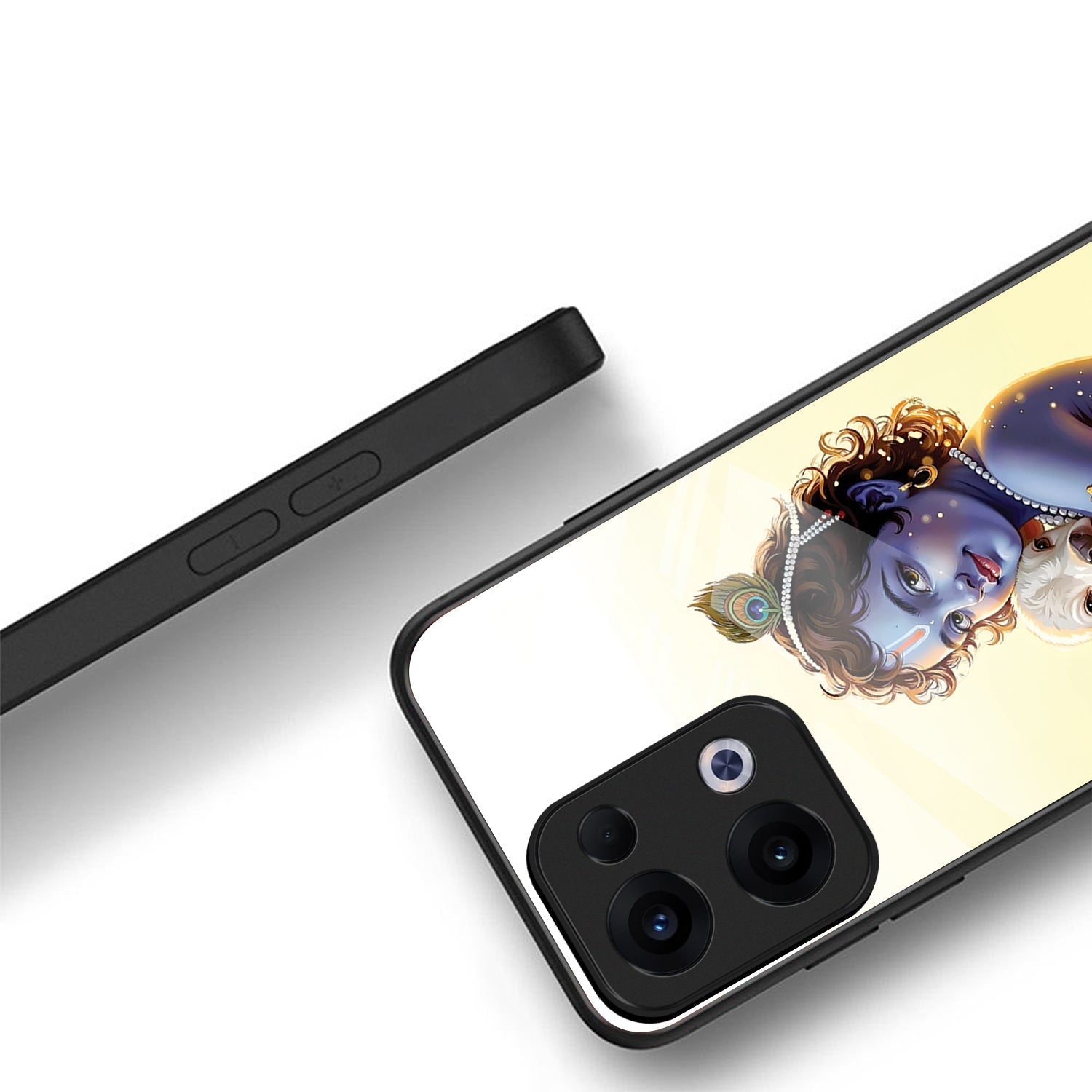 Oppo Reno 13 5G Premium Acrylic Shockproof Glass Back Case (Cute Krishna )