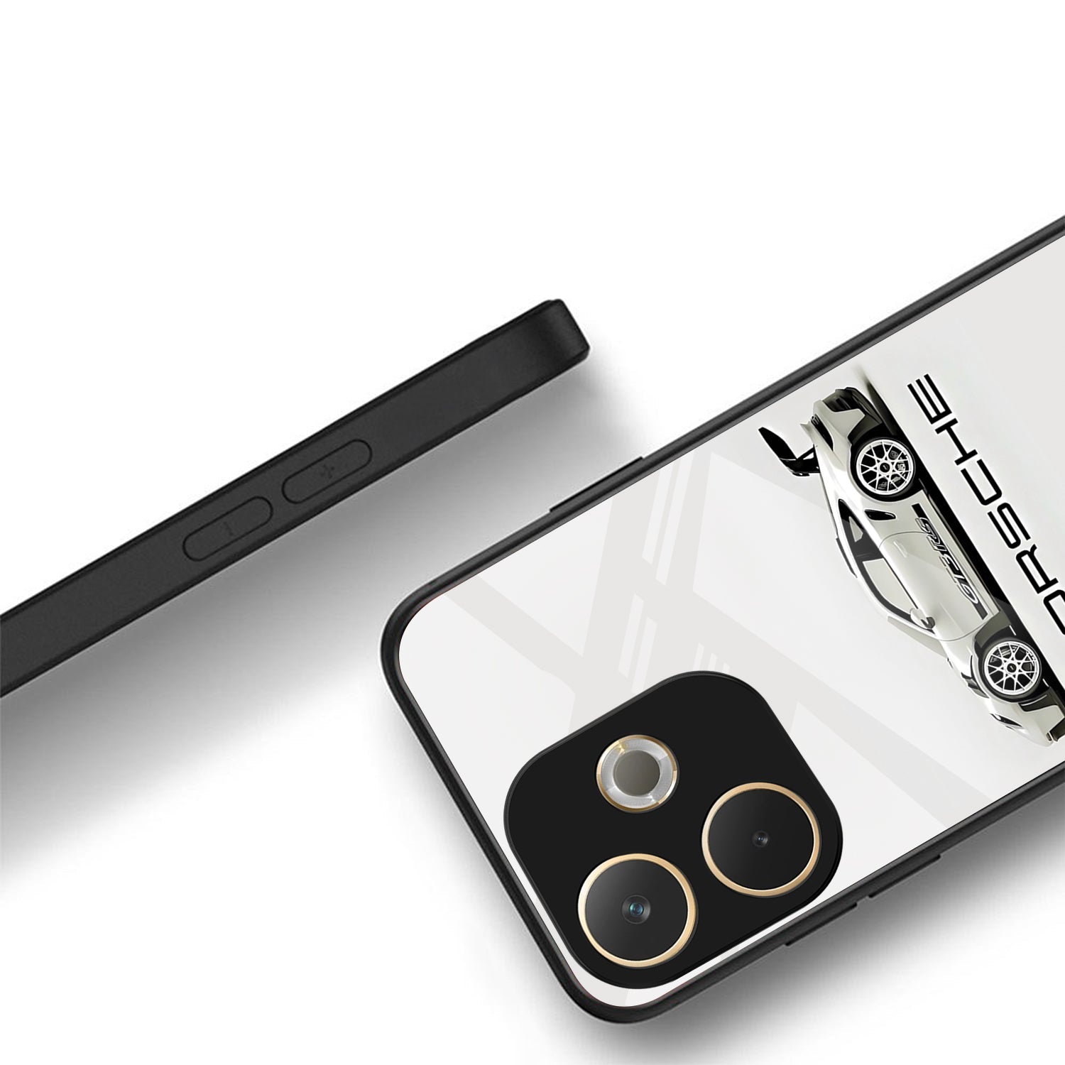 Oppo A5 Pro 5G Premium Acrylic Shockproof Glass Back Case (White Porsche)