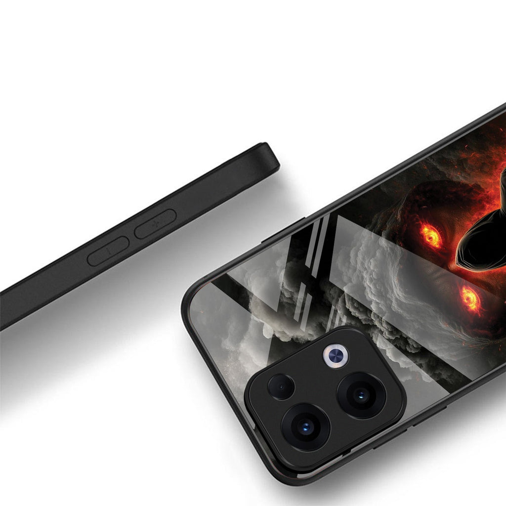 Oppo Reno 13 5G Premium Acrylic Shockproof Glass Back Case (Dark Flame)