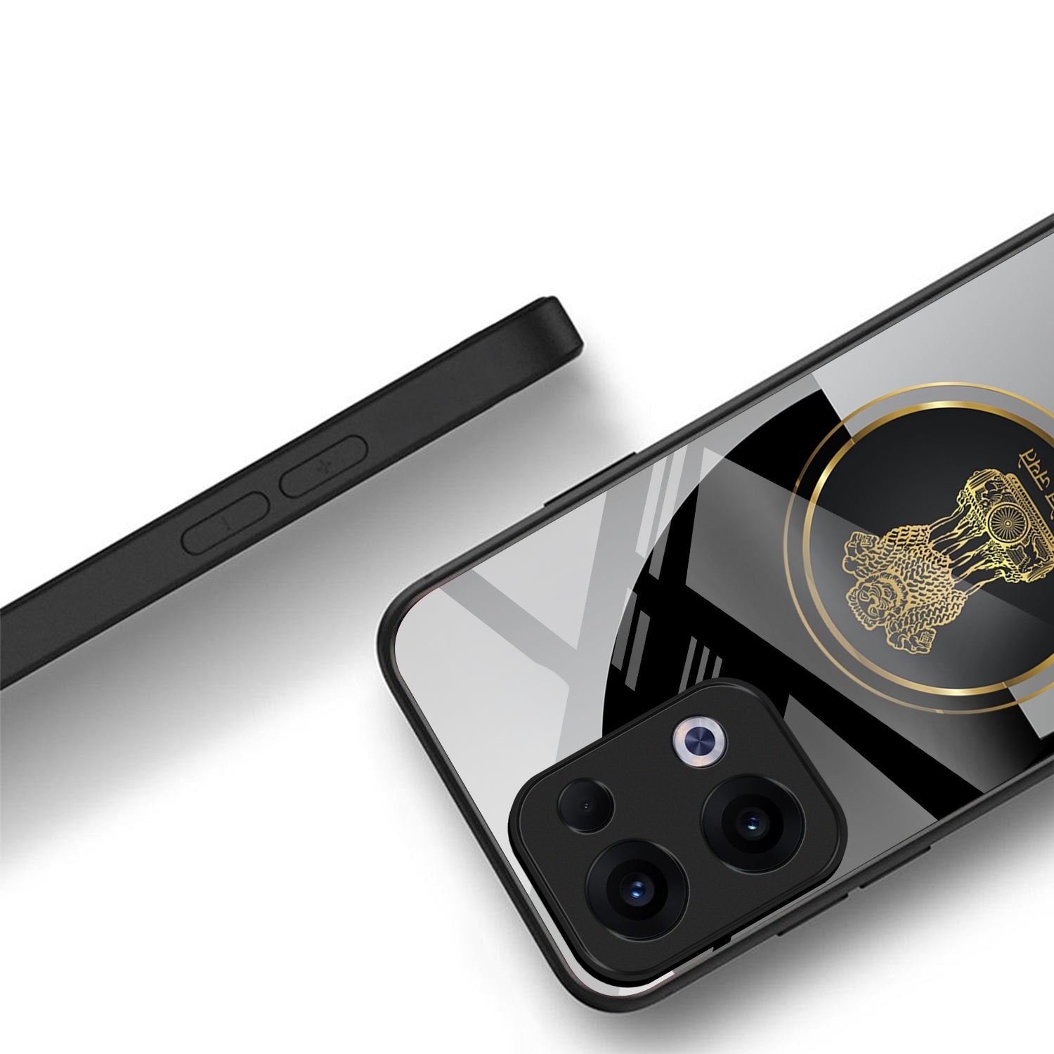 Oppo Reno 13 5G Premium Acrylic Shockproof Glass Back Case (Satyamev Noir)