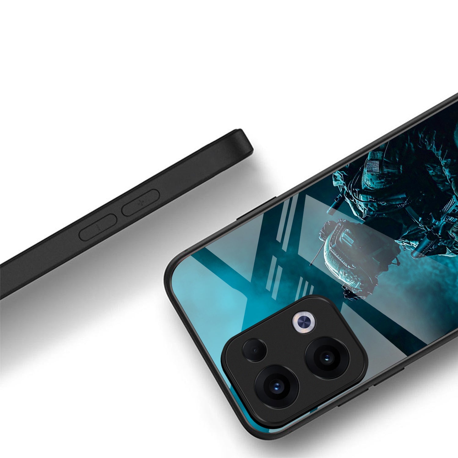 Oppo Reno 13 5G Premium Acrylic Shockproof Glass Back Case (Soldier Case)