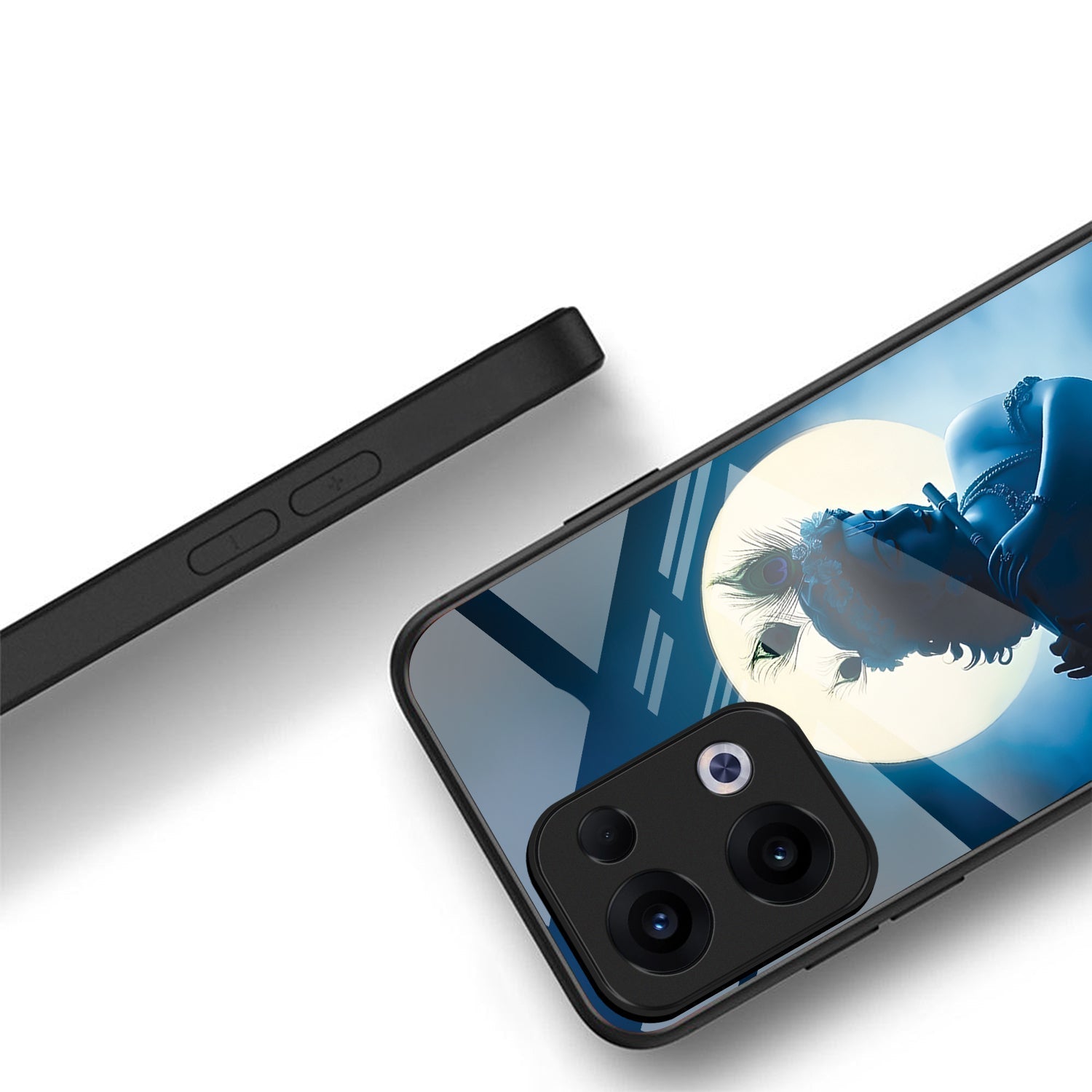 Oppo Reno 13 5G Premium Acrylic Shockproof Glass Back Case (Midnight Krishna)