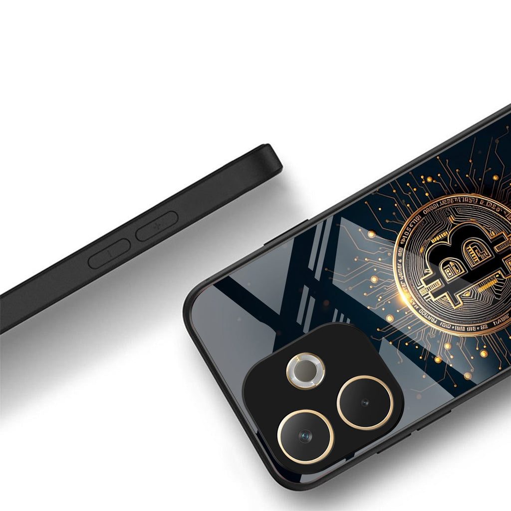 Oppo A5 Pro 5G Premium Acrylic Shockproof Glass Back Case (Bitcoin Armor)