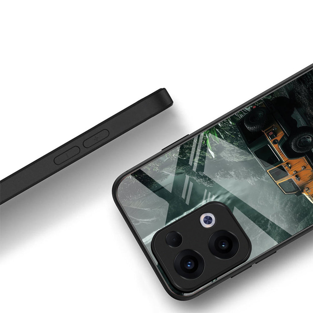 Oppo Reno 13 5G Premium Acrylic Shockproof Glass Back Case (Jeep Case)