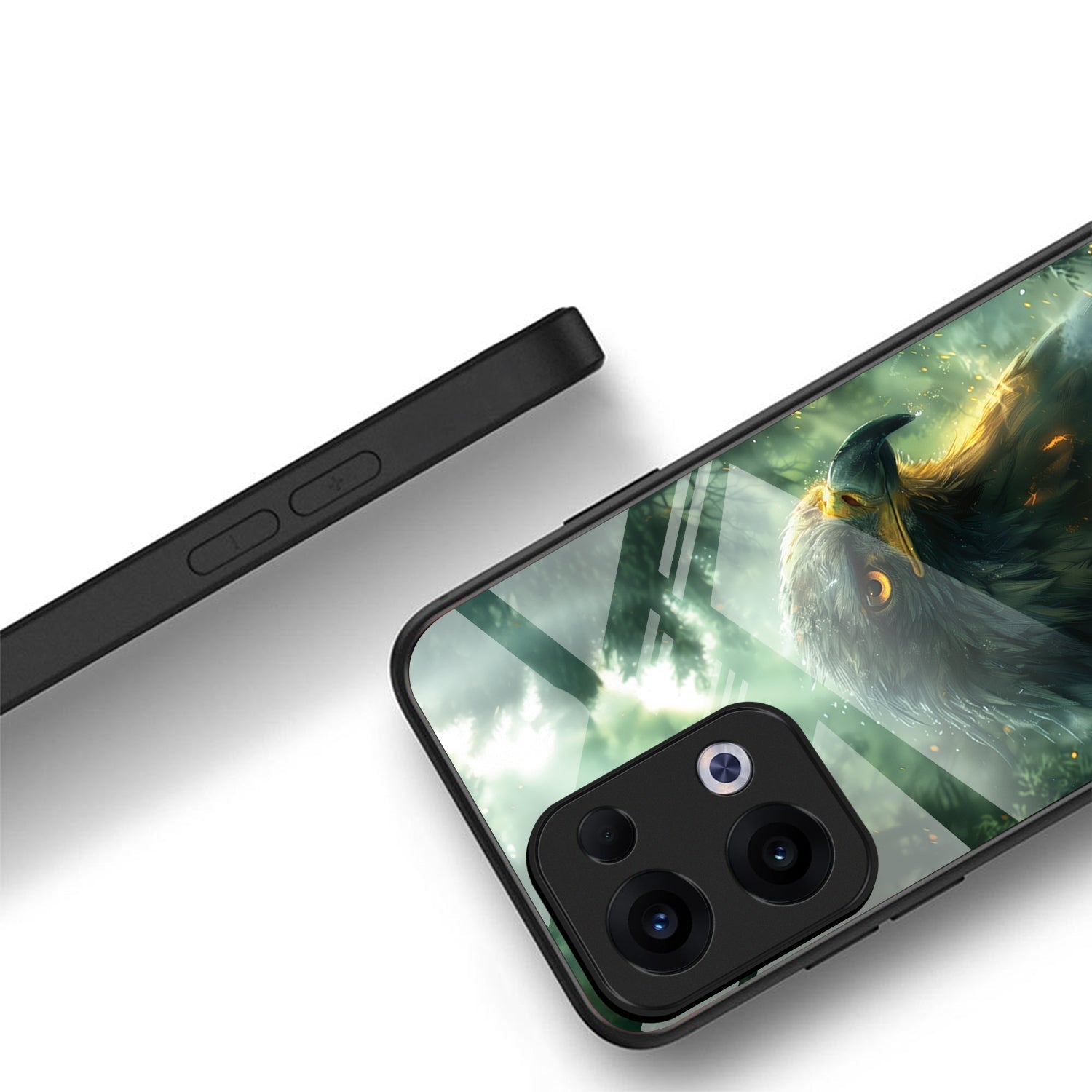 Oppo Reno 13 5G Premium Acrylic Shockproof Glass Back Case (Eagle Case)