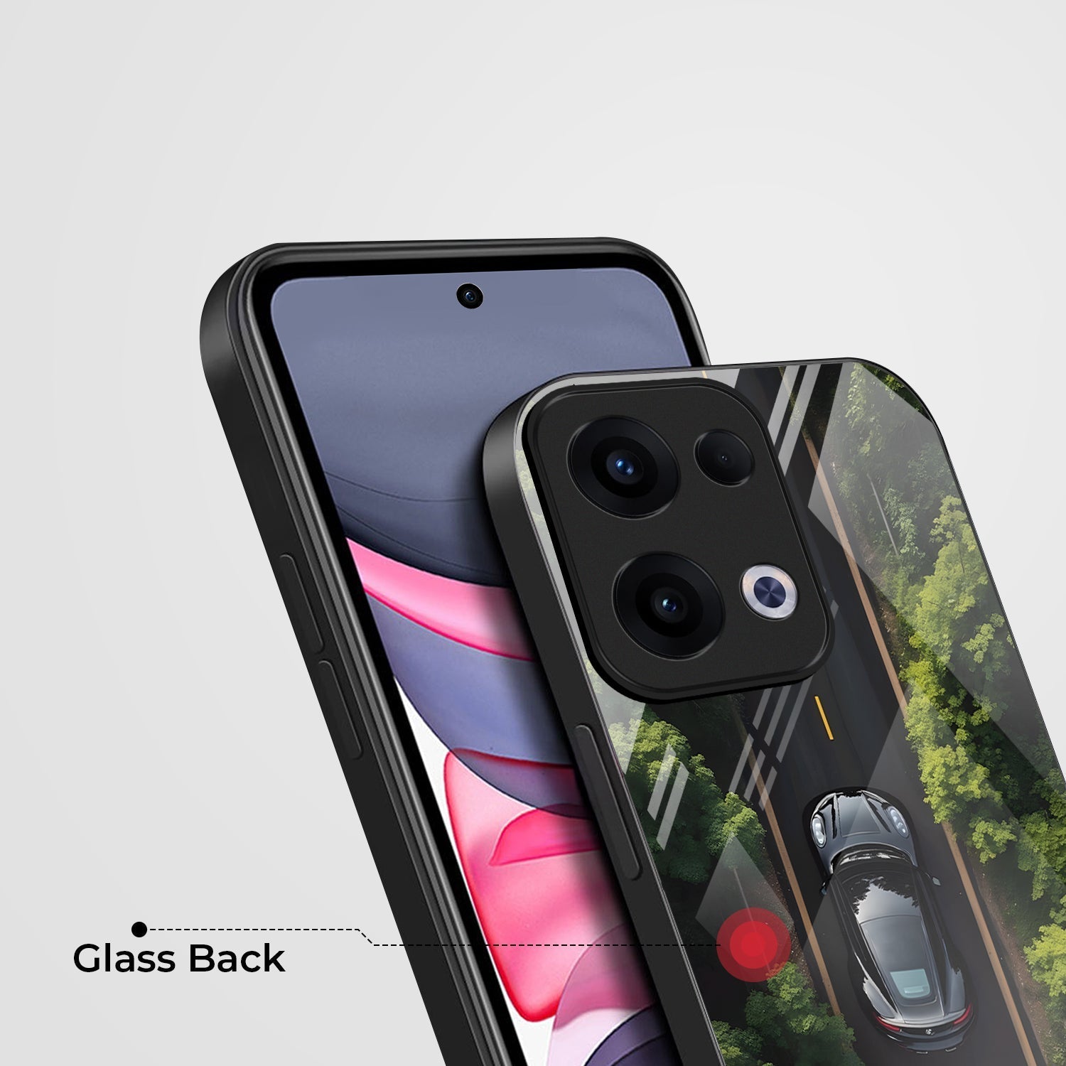 Oppo Reno 13 5G Premium Acrylic Shockproof Glass Back Case (Road Never Give up)