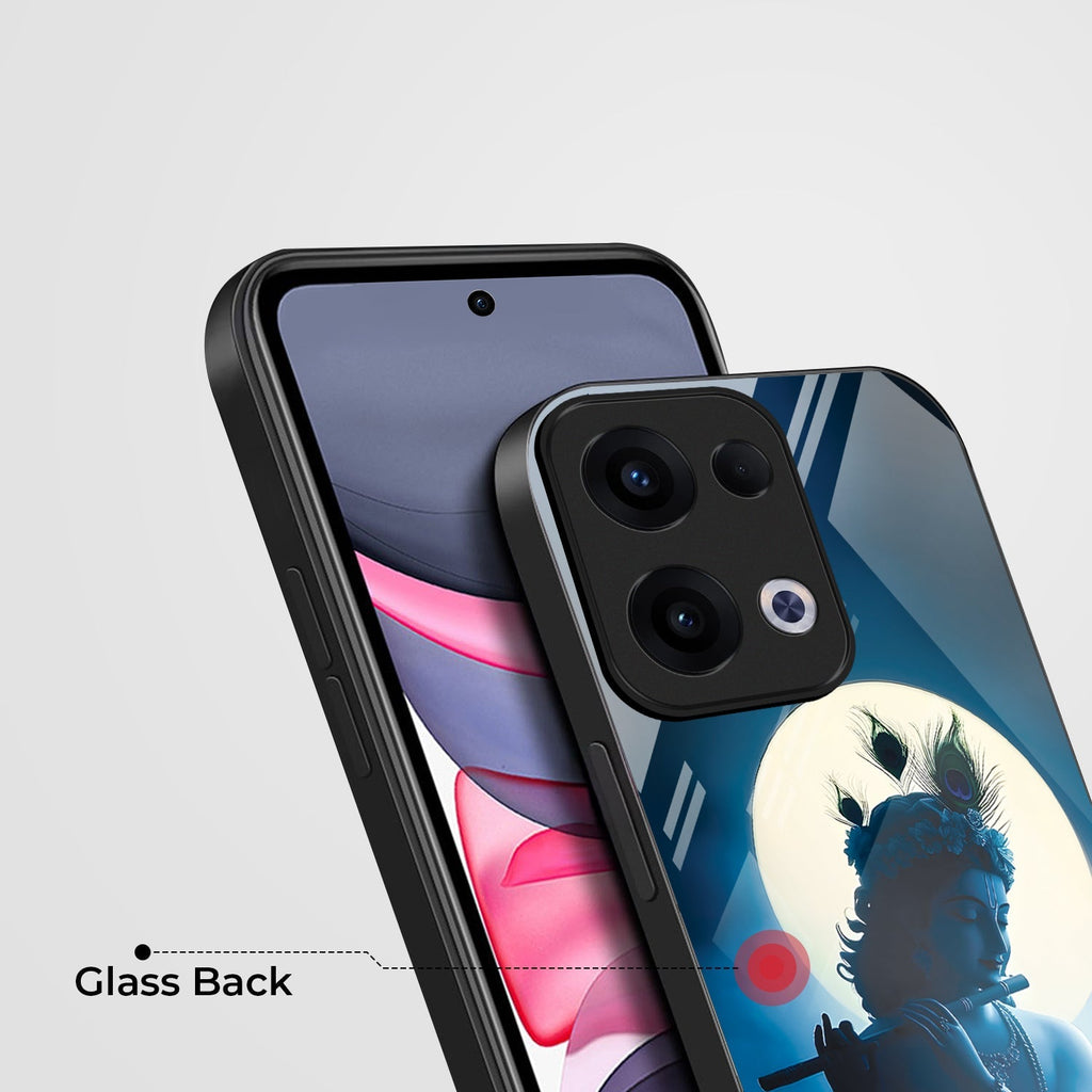 Oppo Reno 13 5G Premium Acrylic Shockproof Glass Back Case (Midnight Krishna)