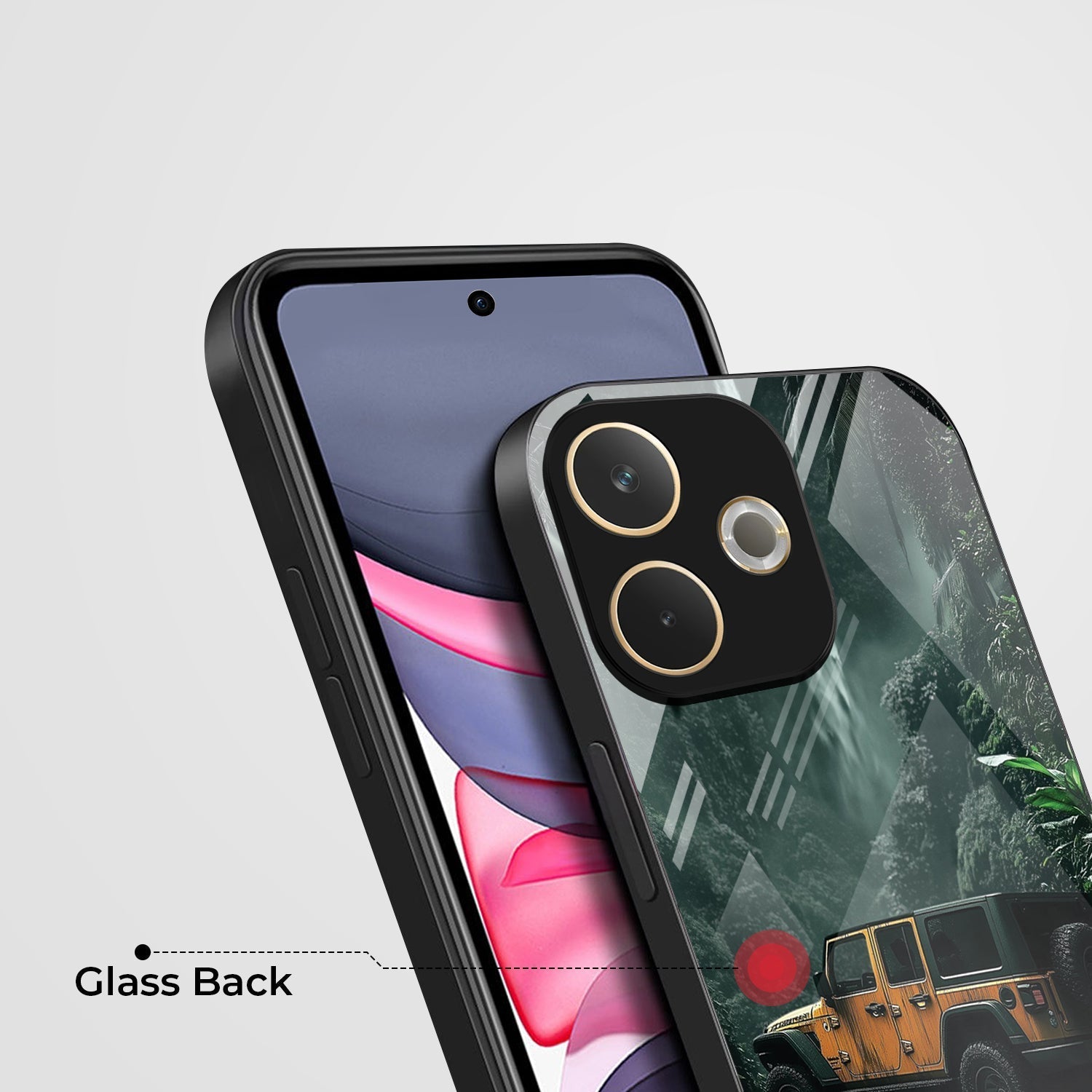 Oppo A5 Pro 5G Premium Acrylic Shockproof Glass Back Case (Jeep Case)