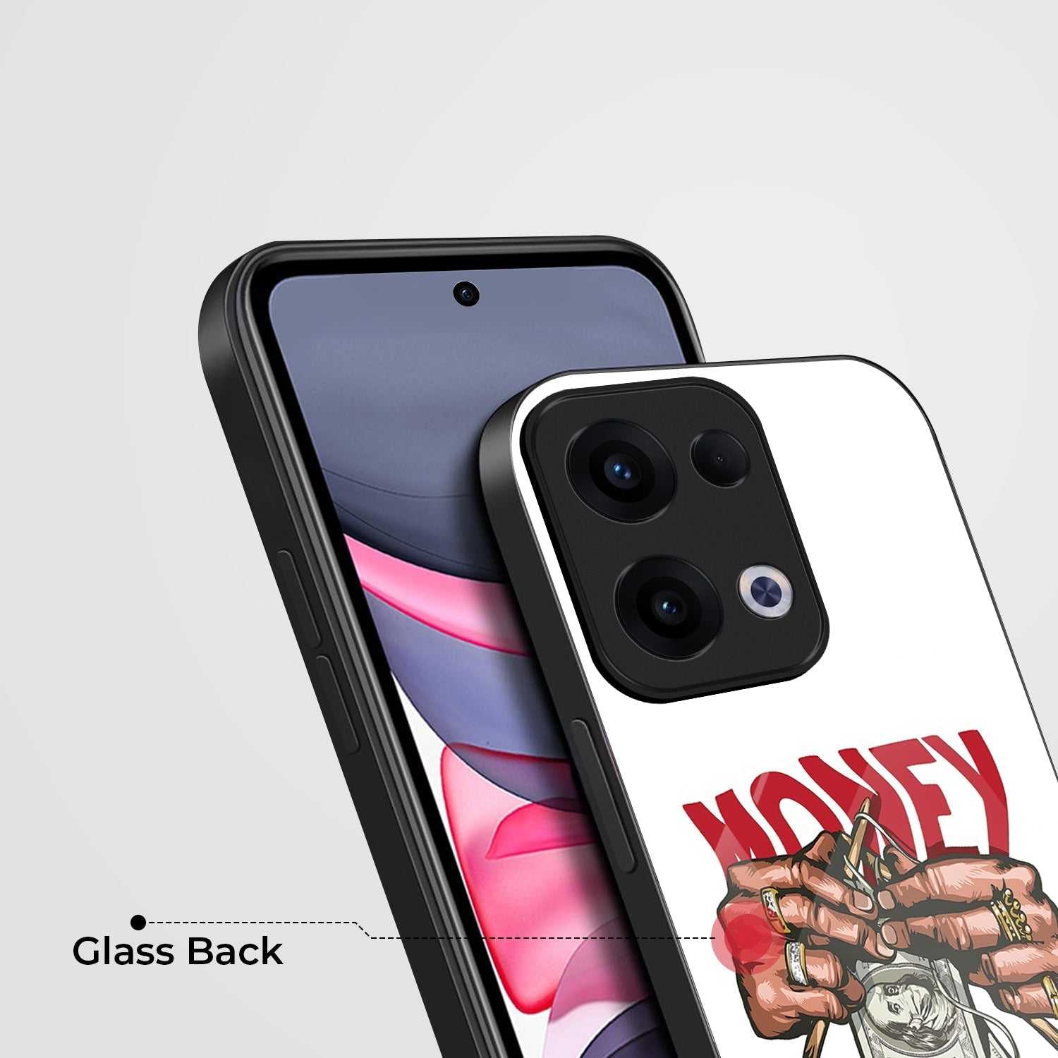 Oppo Reno 13 5G Premium Acrylic Shockproof Glass Back Case (Money Maker)