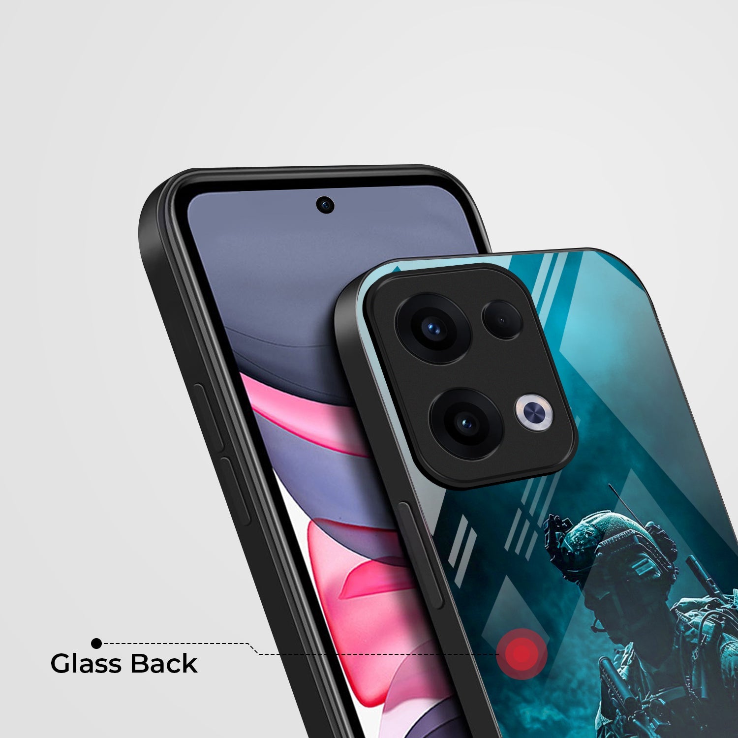 Oppo Reno 13 5G Premium Acrylic Shockproof Glass Back Case (Soldier Case)