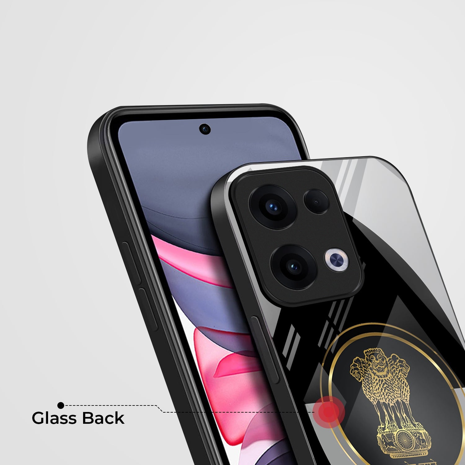 Oppo Reno 13 5G Premium Acrylic Shockproof Glass Back Case (Satyamev Noir)