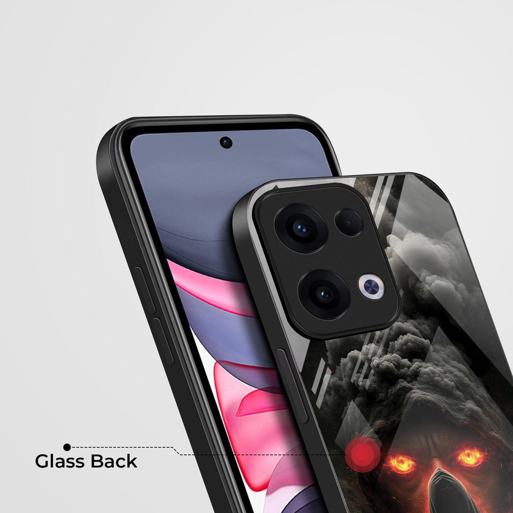 Oppo Reno 13 5G Premium Acrylic Shockproof Glass Back Case (Dark Flame)