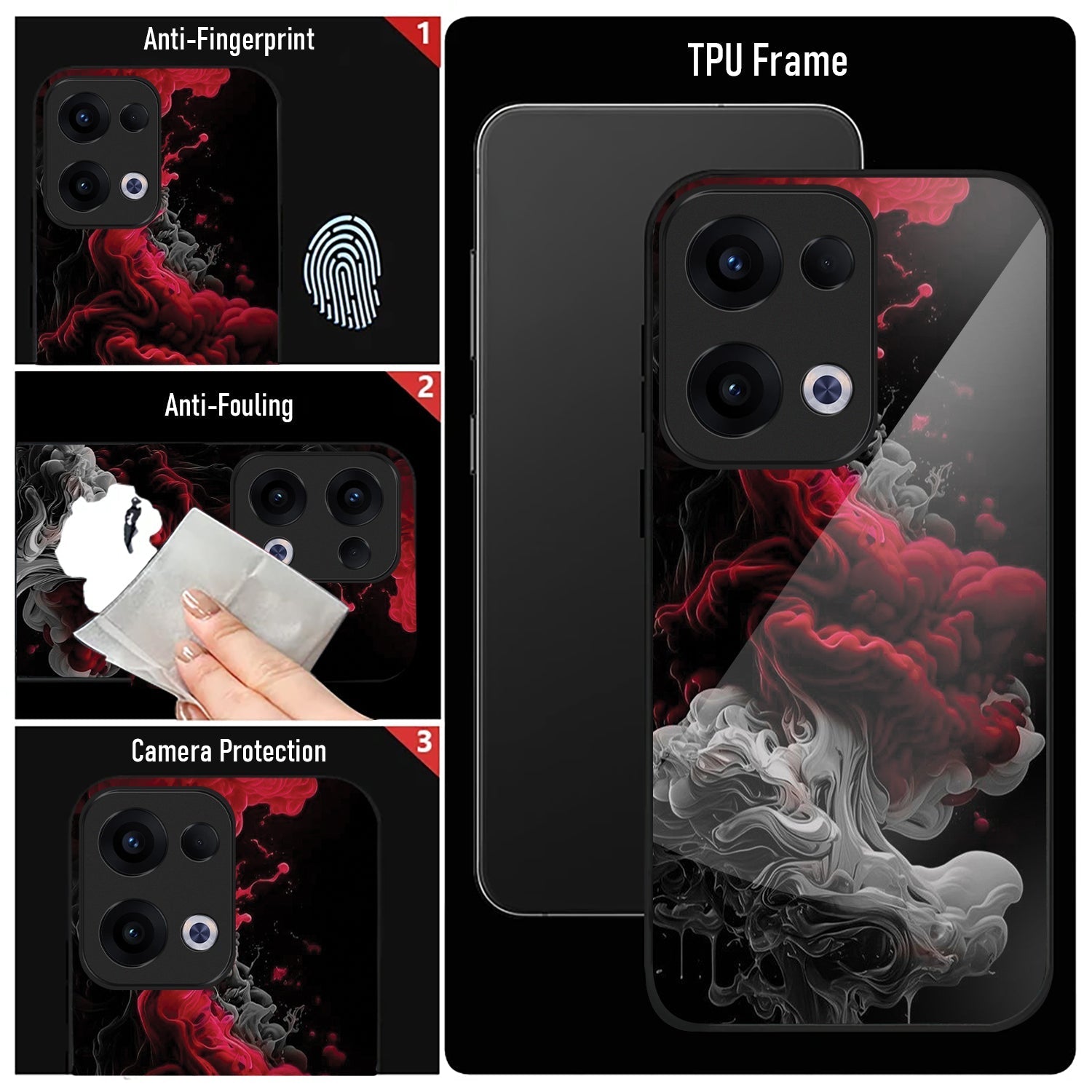 Oppo Reno 13 5G Premium Acrylic Shockproof Glass Back Case (Infernal Drift)