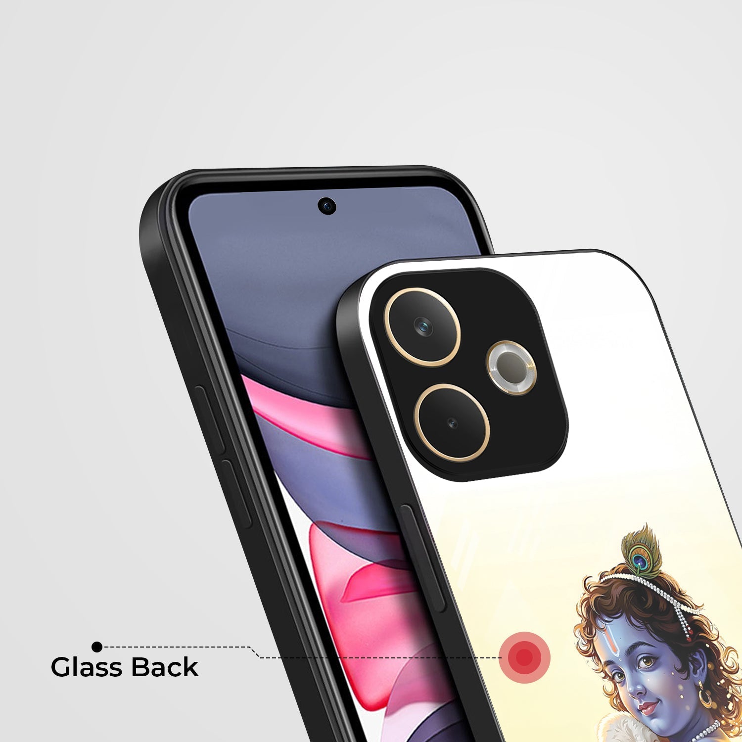 Oppo A5 Pro 5G Premium Acrylic Shockproof Glass Back Case ( Cute Krishna )