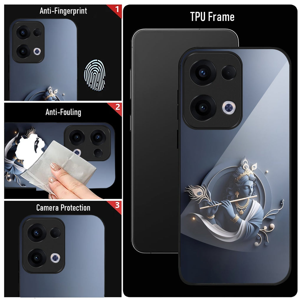 Oppo Reno 13 5G Premium Acrylic Shockproof Glass Back Case (Krishna)