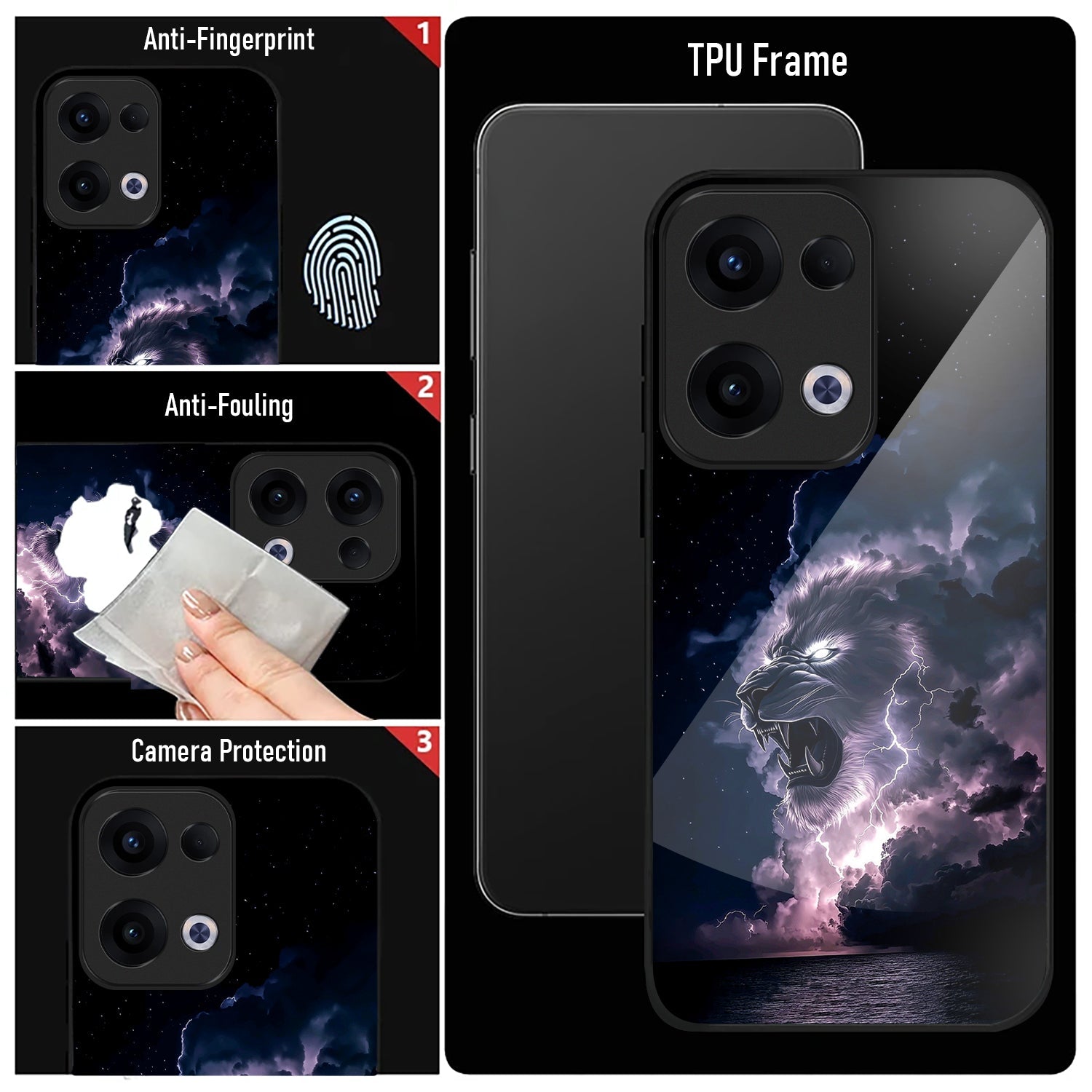 Oppo Reno 13 5G Premium Acrylic Shockproof Glass Back Case (Storm King)