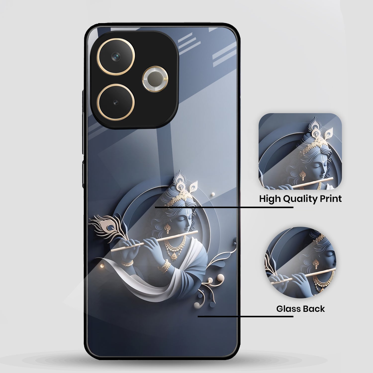 Oppo A5 Pro 5G Premium Acrylic Shockproof Glass Back Case (Krishna)