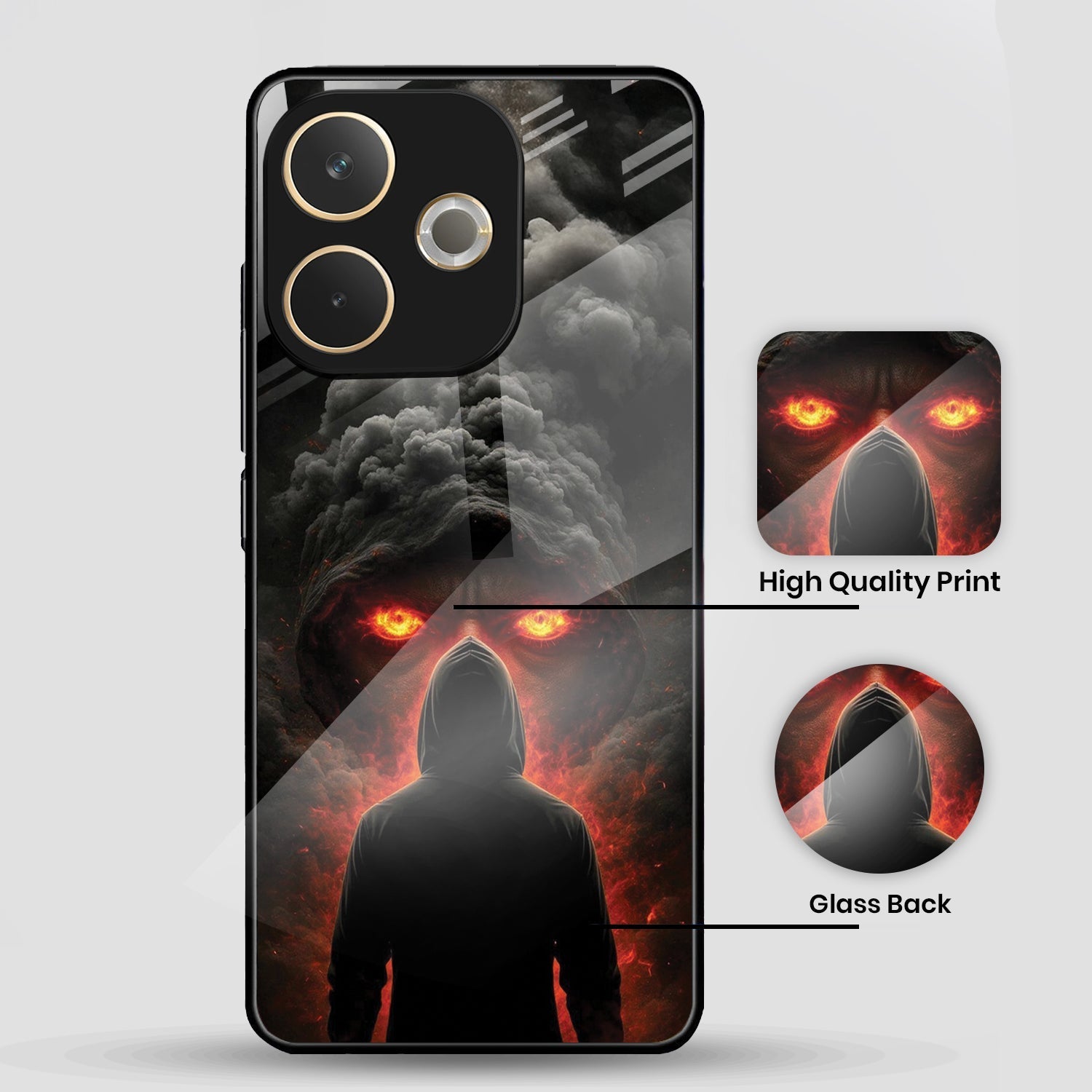 Oppo A5 Pro 5G Premium Acrylic Shockproof Glass Back Case (Dark Flame)