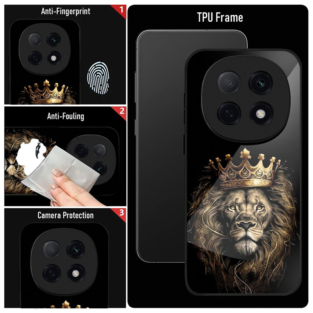 OPPO F29 Pro 5G Premium Acrylic Shockproof Glass Back Case (Crowned lion)