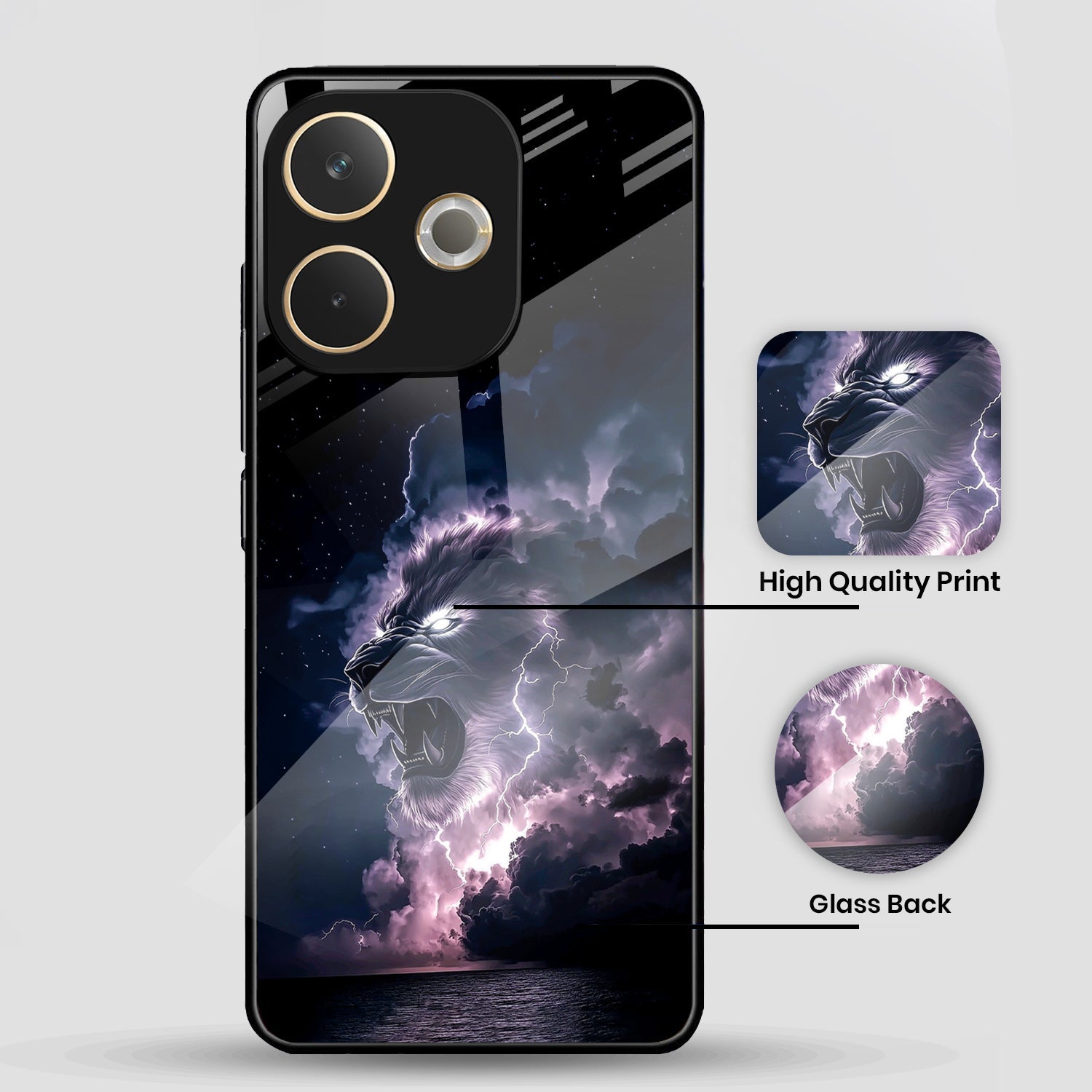 Oppo A5 Pro 5G Premium Acrylic Shockproof Glass Back Case (Storm King)