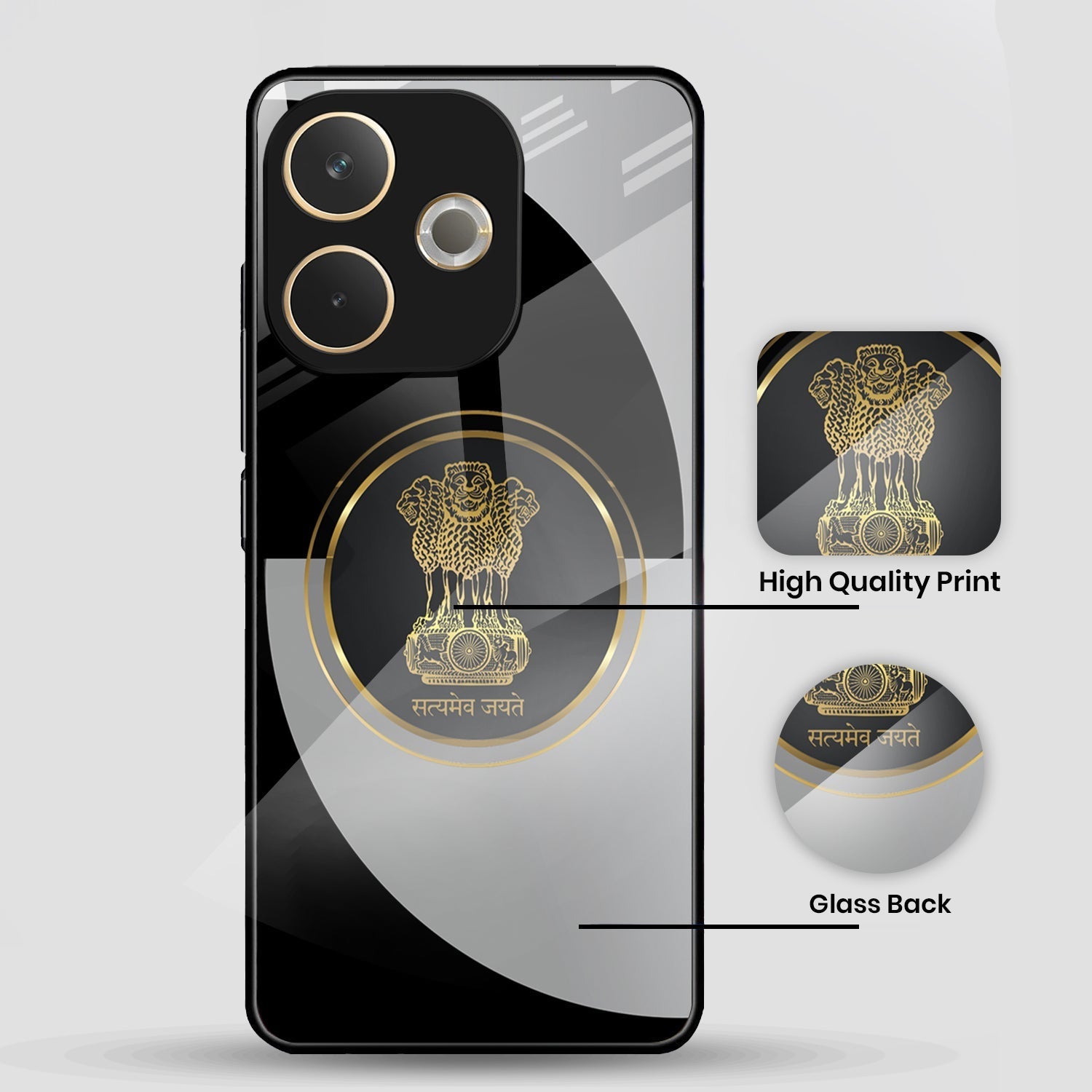 Oppo A5 Pro 5G Premium Acrylic Shockproof Glass Back Case (Satyamev Noir)