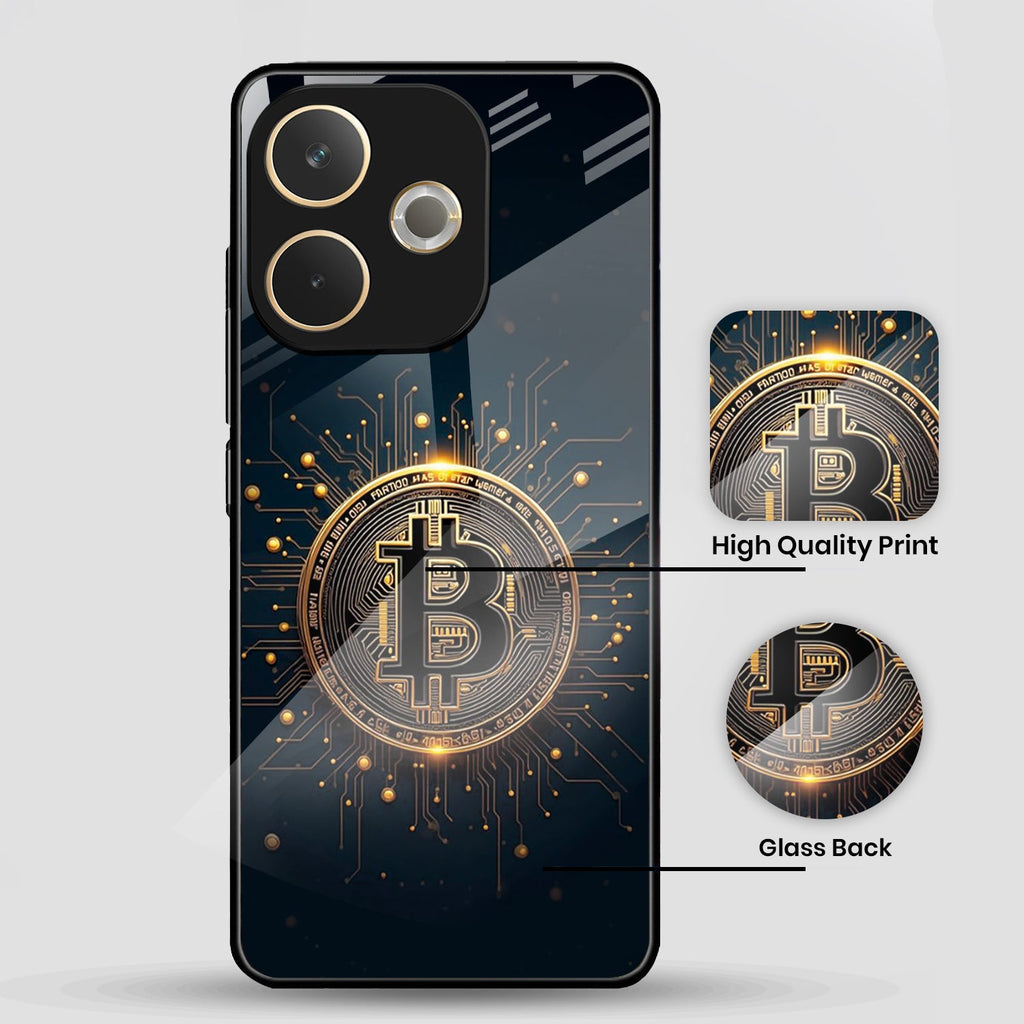 Oppo A5 Pro 5G Premium Acrylic Shockproof Glass Back Case (Bitcoin Armor)