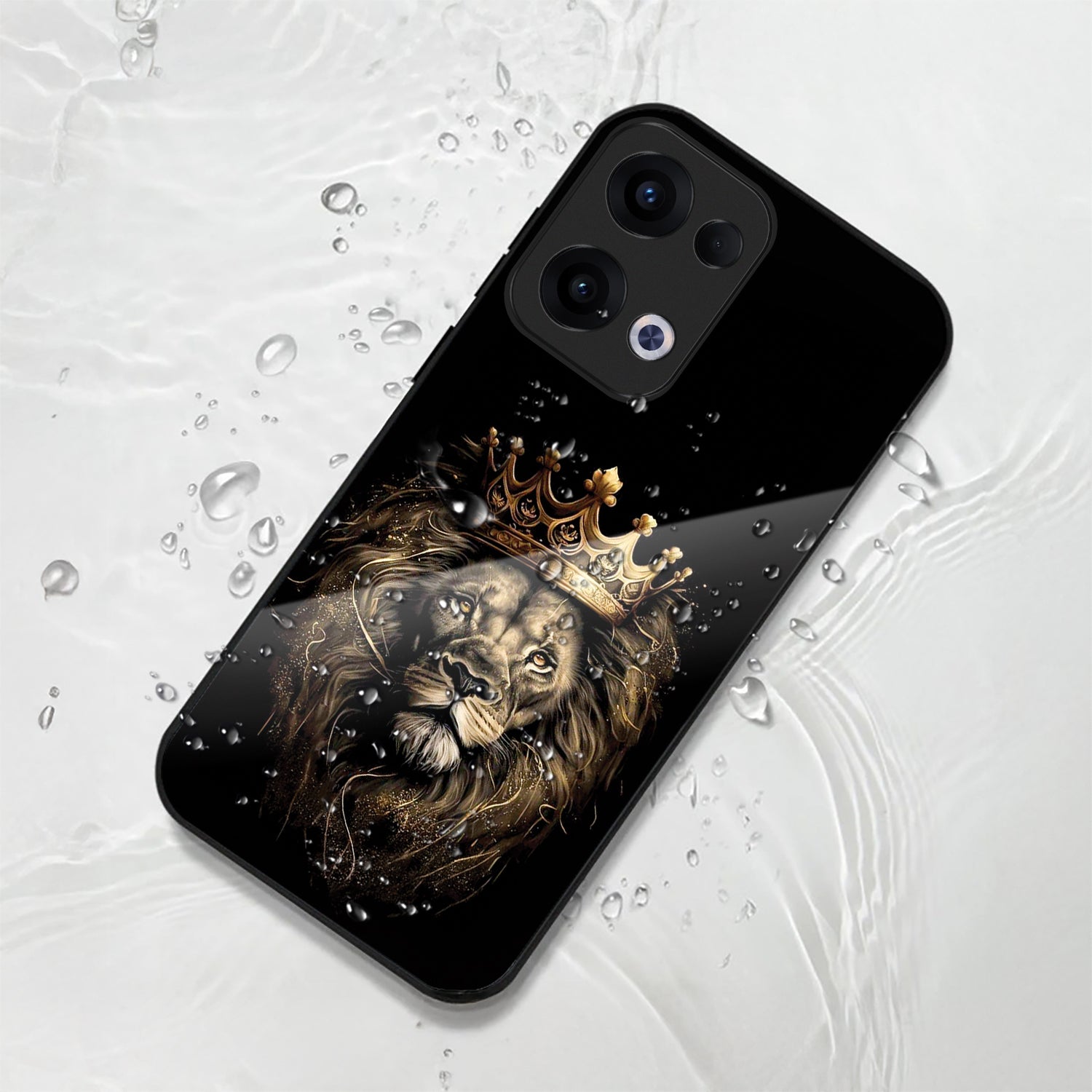 Oppo Reno 13 5G Premium Acrylic Shockproof Glass Back Case (Crowned lion)