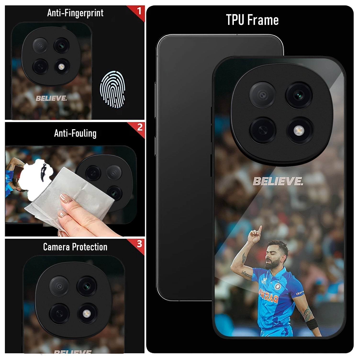 OPPO F29 Pro 5G Premium Acrylic Shockproof Glass Back Case (Virat Kohli)