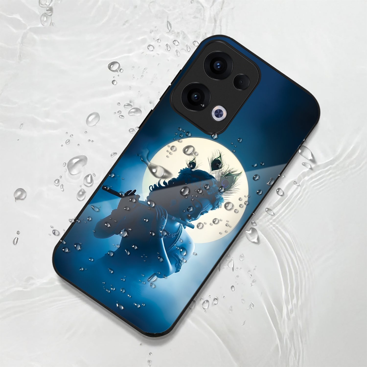 Oppo Reno 13 5G Premium Acrylic Shockproof Glass Back Case (Midnight Krishna)
