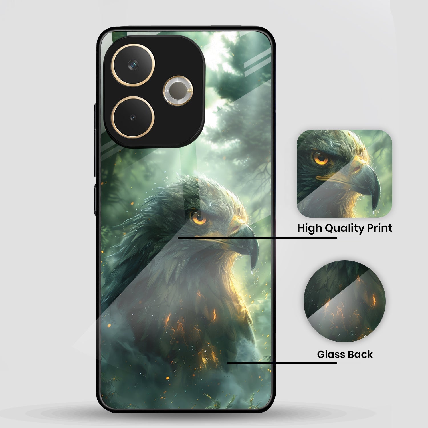 Oppo A5 Pro 5G Premium Acrylic Shockproof Glass Back Case (Eagle Case)