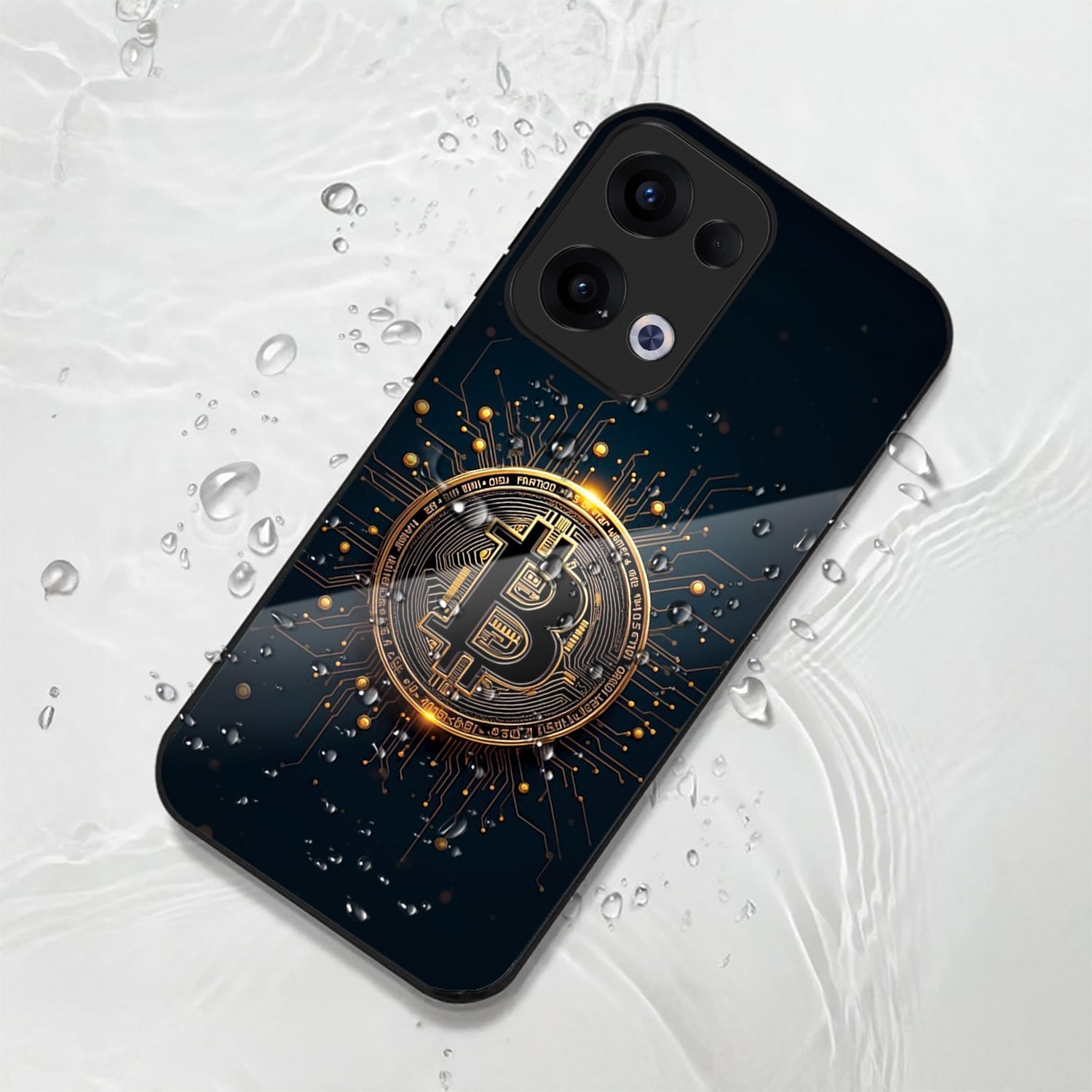 Oppo Reno 13 5G Premium Acrylic Shockproof Glass Back Case (Bitcoin Armor)